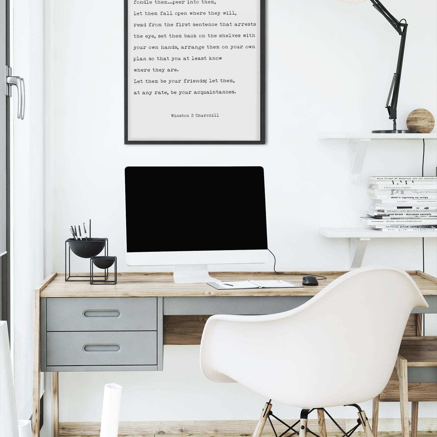 Winston Churchill Quote Art Print – Minimalist Black & White Literary Decor