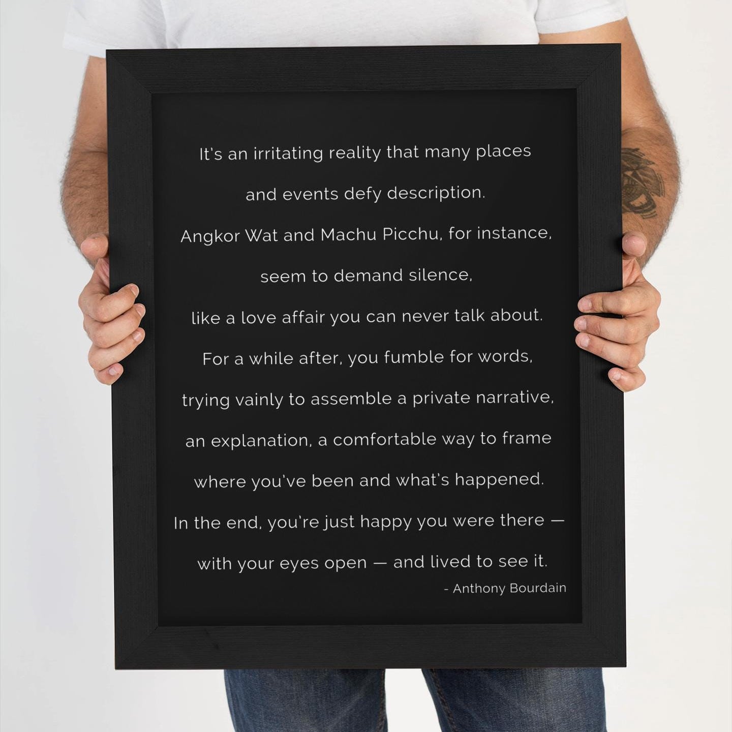Anthony Bourdain Travel Quote Print – Literary Black and White Wall Art