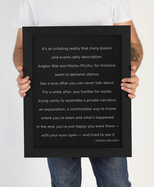 Anthony Bourdain Travel Quote Print – Literary Black and White Wall Art
