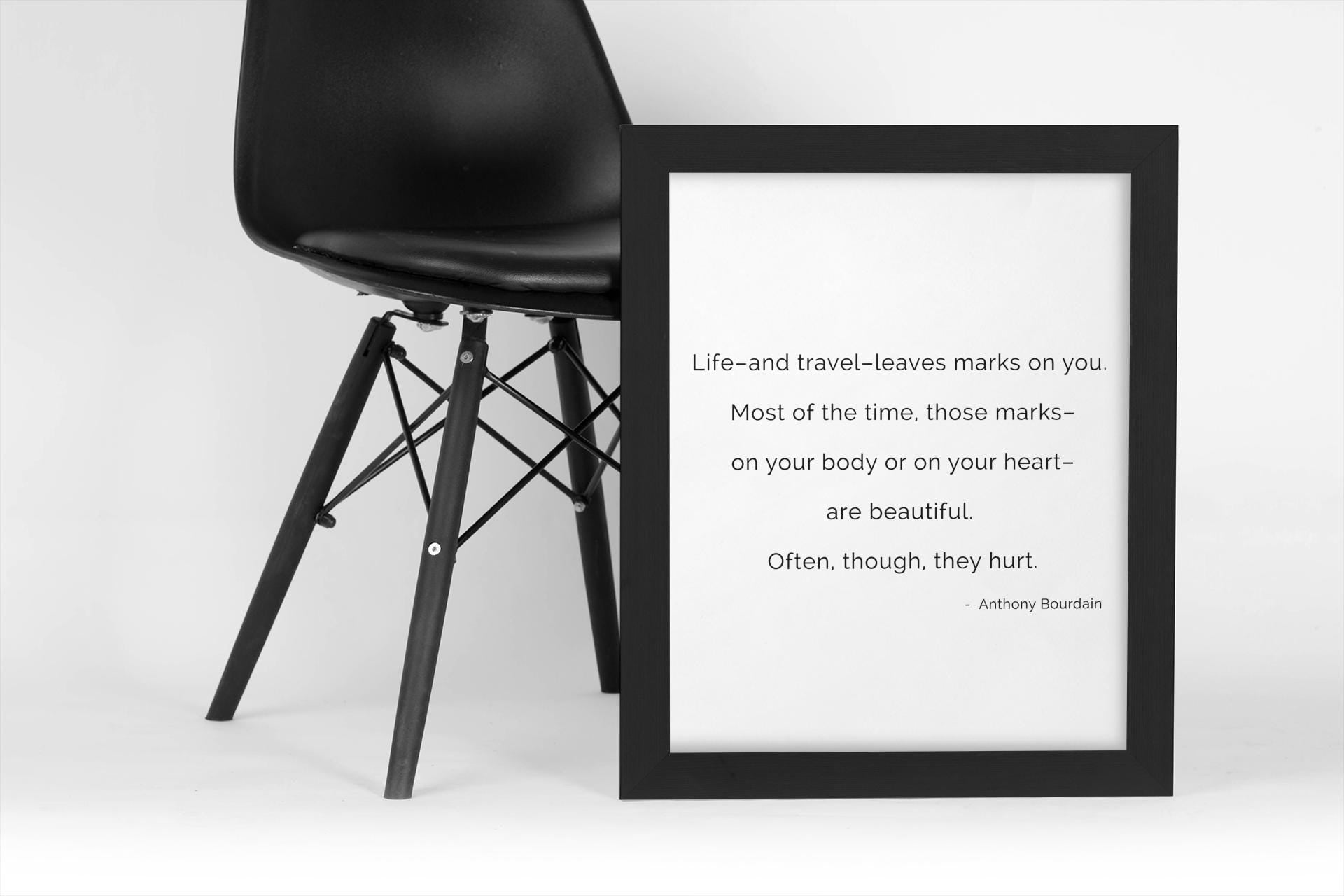 Anthony Bourdain Quote Print – Black White Wall Art, Travel Inspired Typography