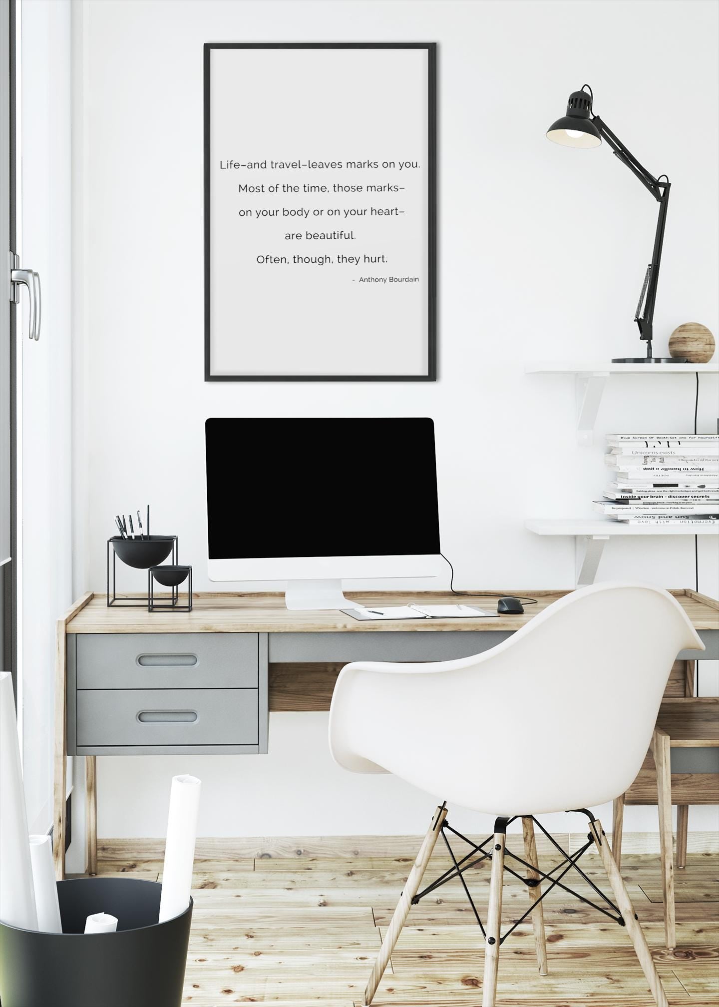 Anthony Bourdain Quote Print – Black White Wall Art, Travel Inspired Typography