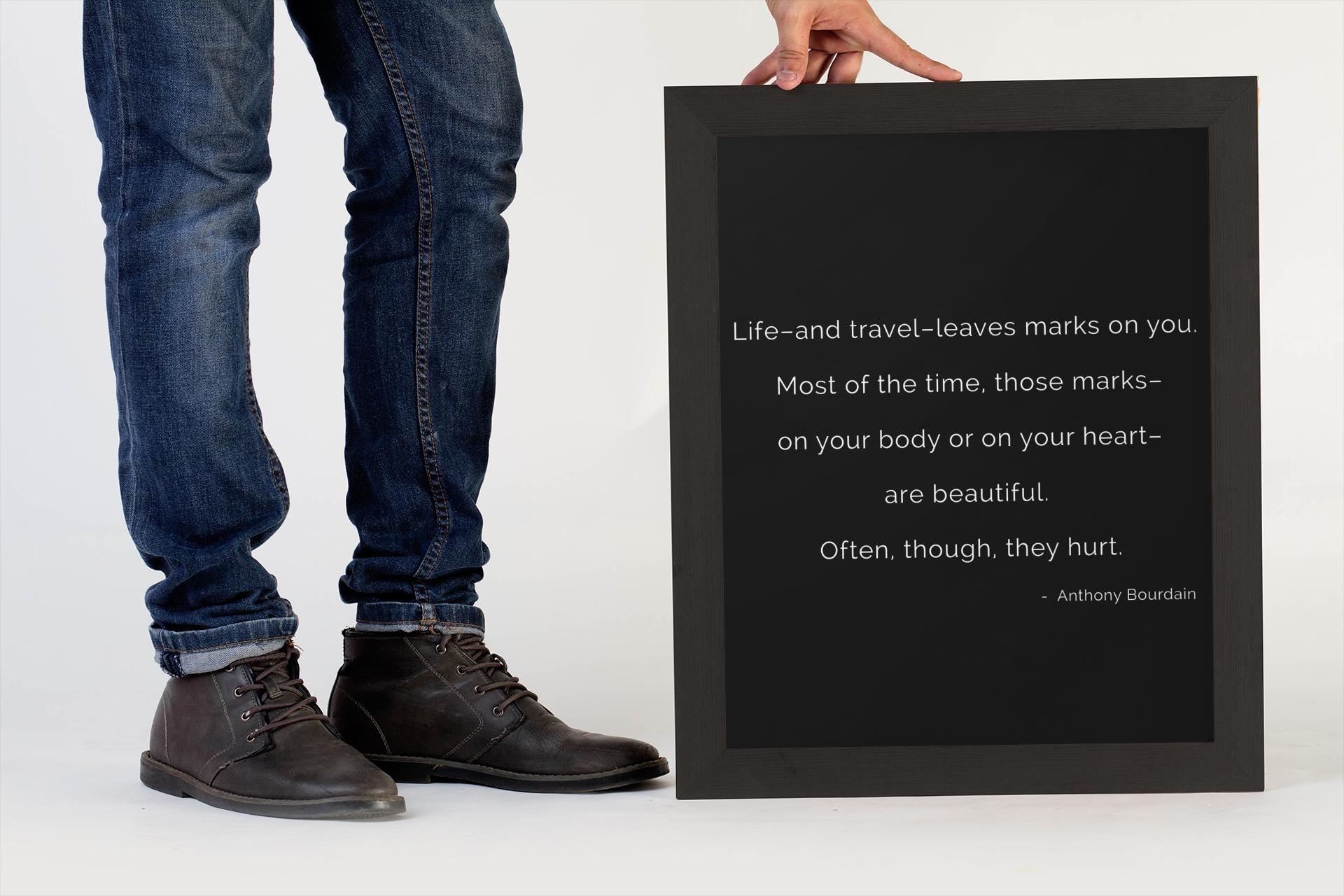 Anthony Bourdain Quote Print – Black White Wall Art, Travel Inspired Typography