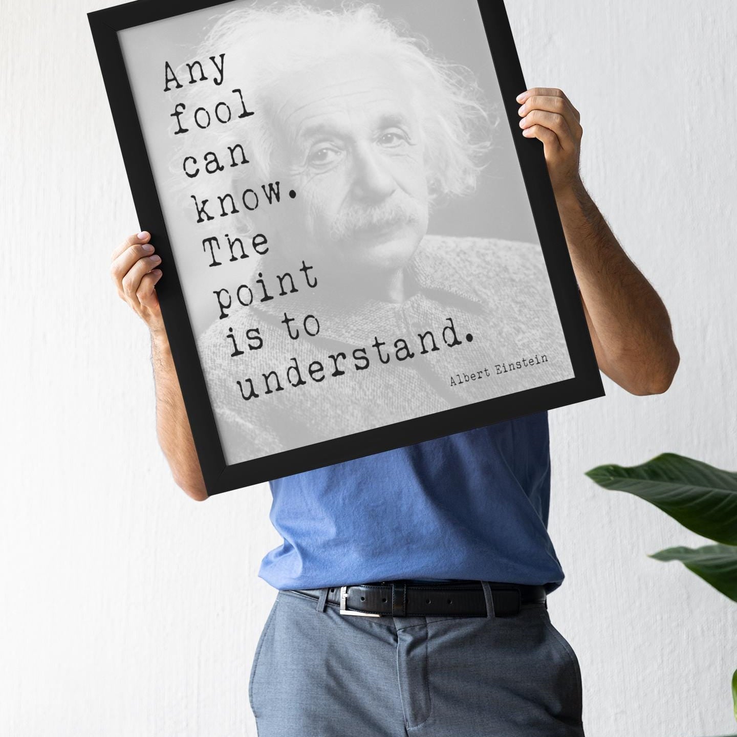Einstein Quote Art Print – Black & White Minimalist Inspirational Wall Decor