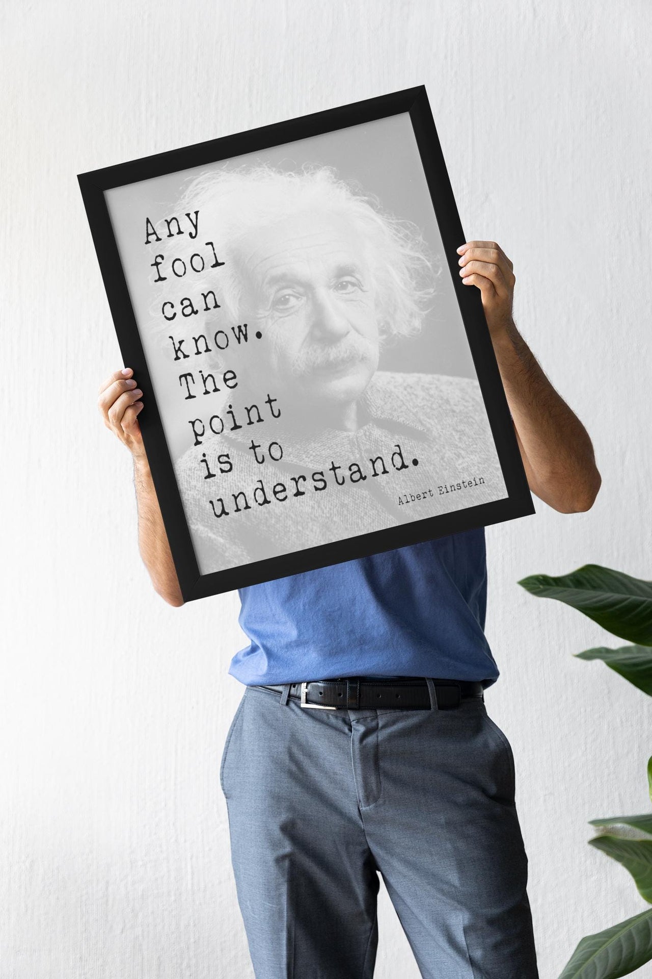 Einstein Quote Art Print – Black & White Minimalist Inspirational Wall Decor