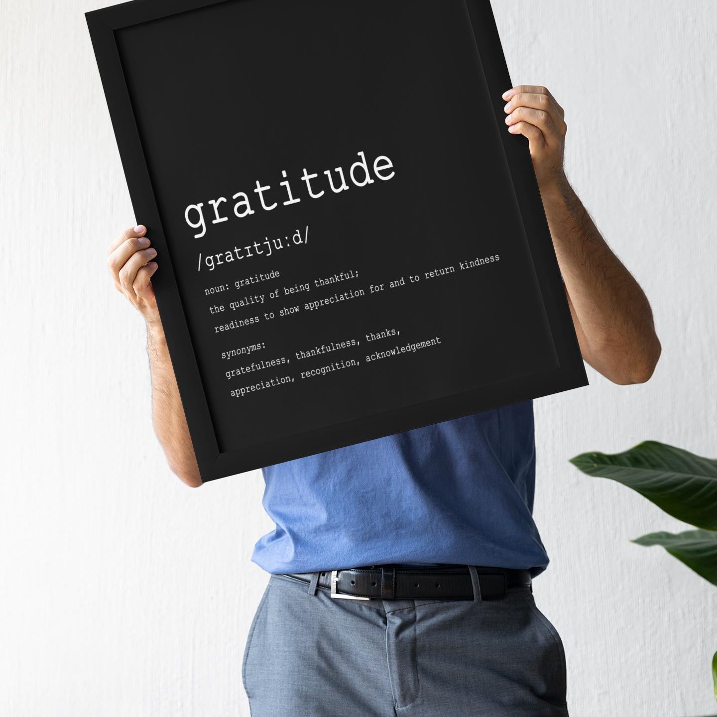 Gratitude Definition Art Print – Minimalist Black & White Typography Wall Decor