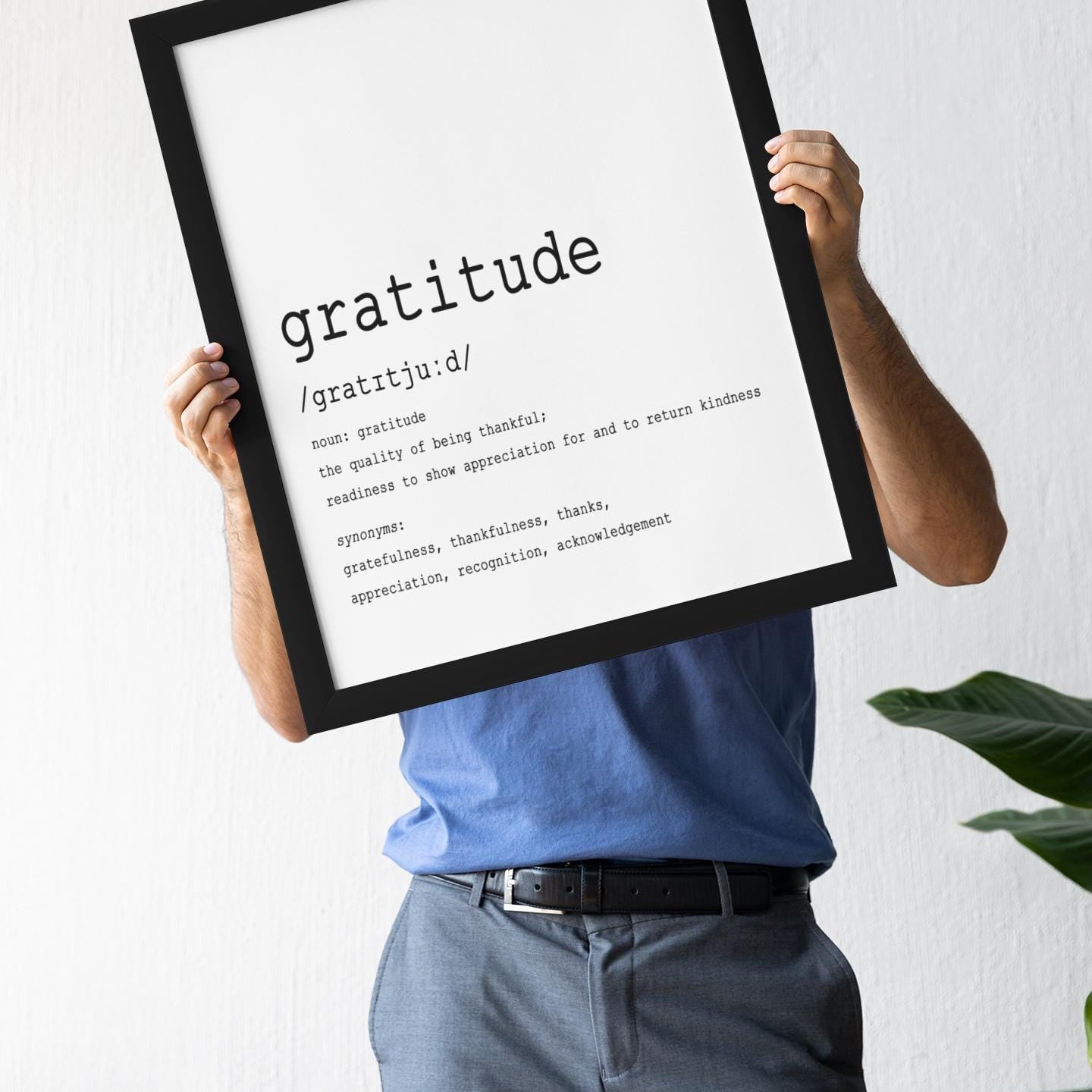 Gratitude Definition Art Print – Minimalist Black & White Typography Wall Decor