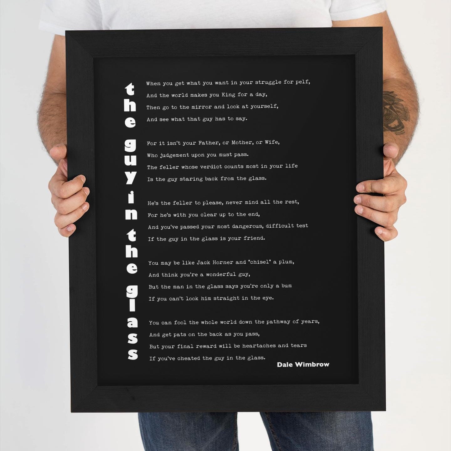 Literary Quote Print “The Guy in the Glass” by Dale Wimbrow – Minimalist Typographic Wall Art