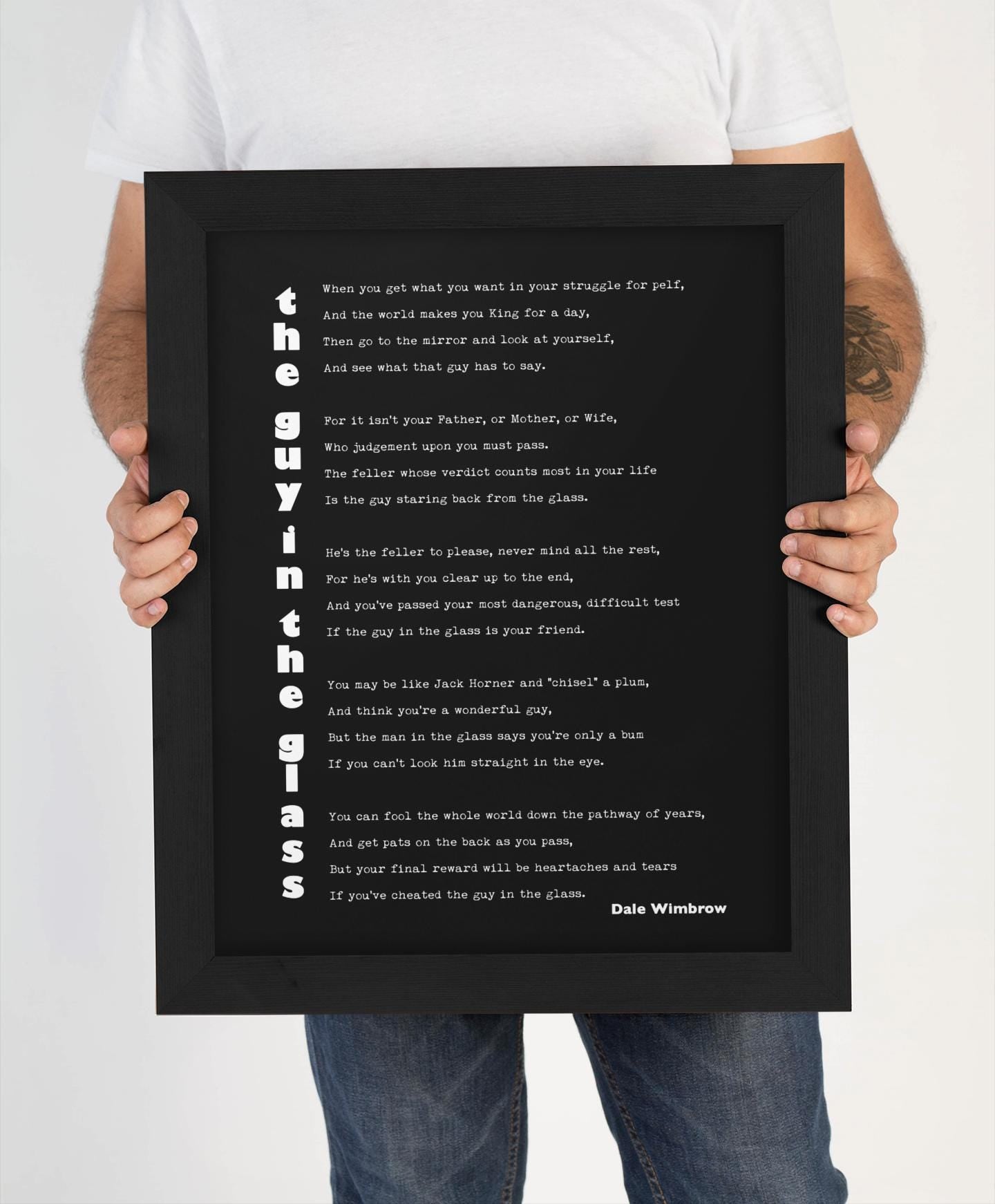 Literary Quote Print “The Guy in the Glass” by Dale Wimbrow – Minimalist Typographic Wall Art