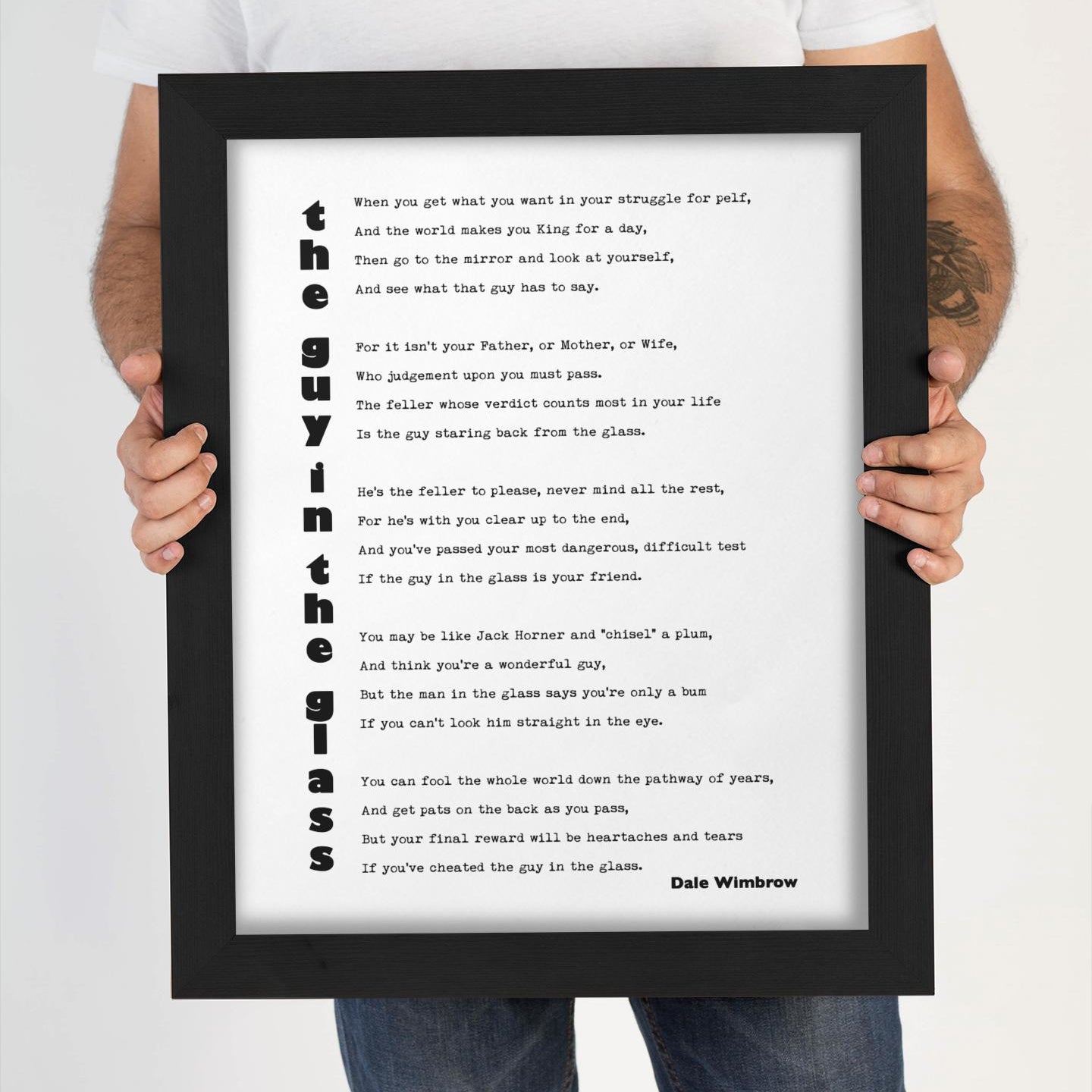 Literary Quote Print “The Guy in the Glass” by Dale Wimbrow – Minimalist Typographic Wall Art