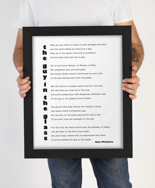 Literary Quote Print “The Guy in the Glass” by Dale Wimbrow – Minimalist Typographic Wall Art