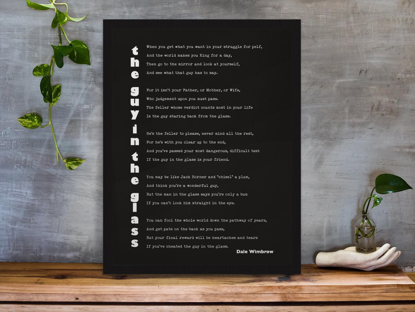 Literary Quote Print “The Guy in the Glass” by Dale Wimbrow – Minimalist Typographic Wall Art