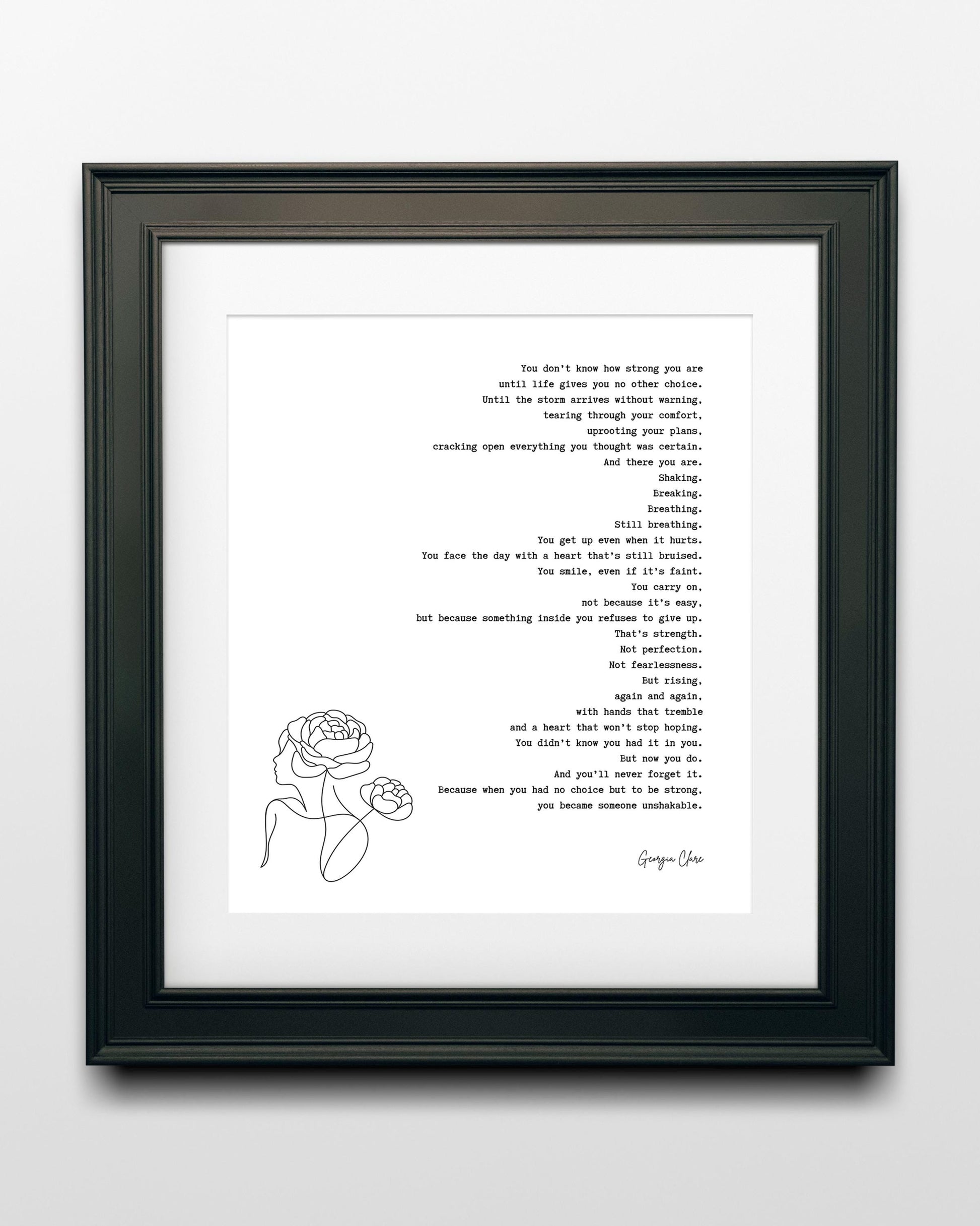 Inspirational Poem Feminist Wall Art - Georgia Clare Unshakable Strength Quote Print