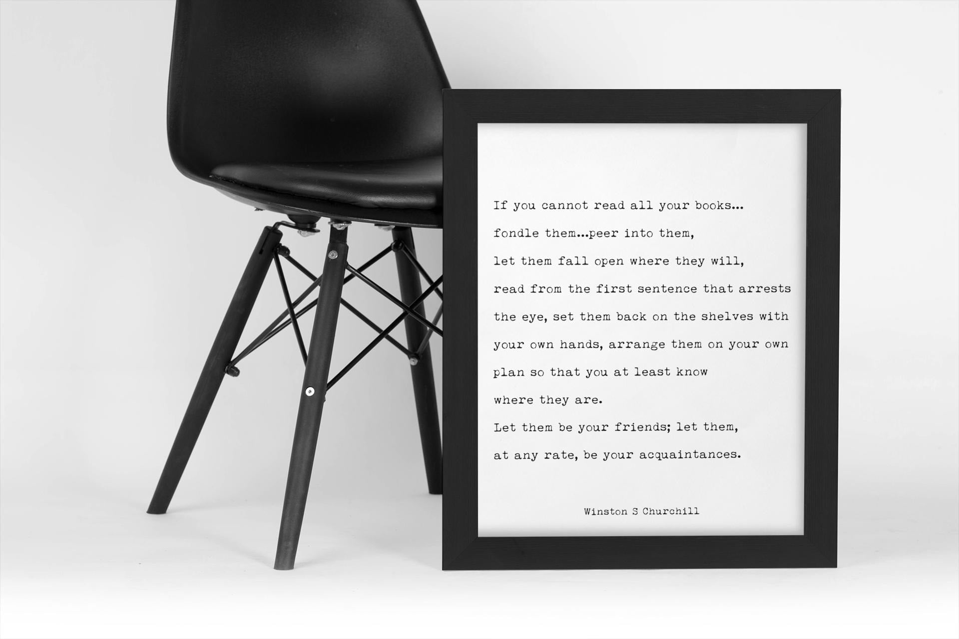 Winston Churchill Quote Art Print – Minimalist Black & White Literary Decor