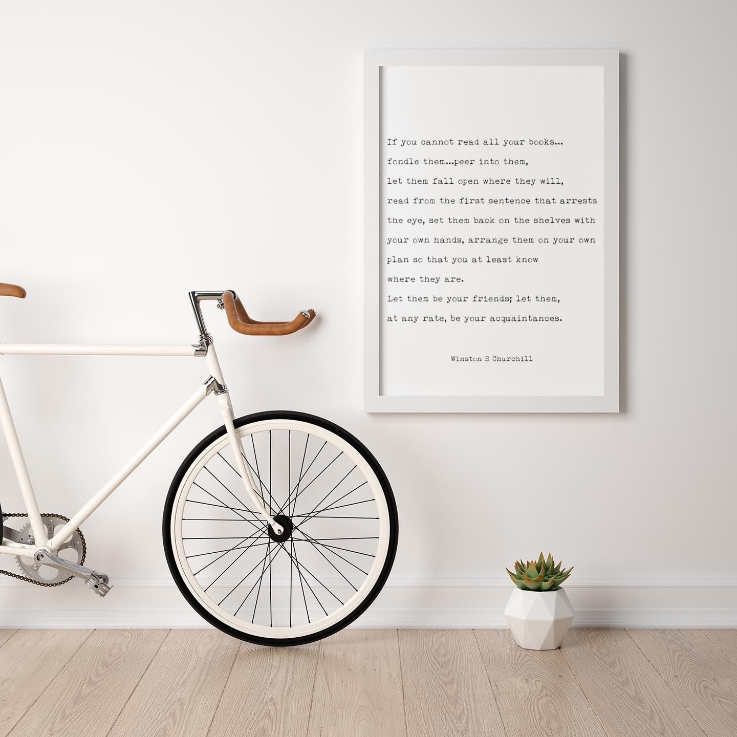 Winston Churchill Quote Art Print – Minimalist Black & White Literary Decor