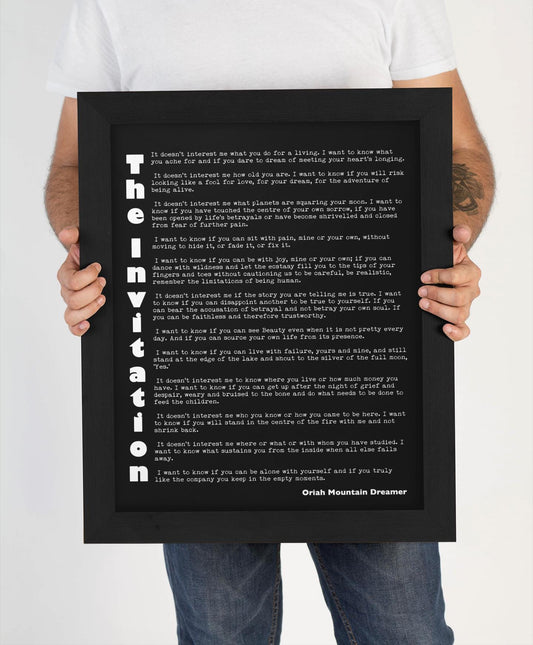 Oriah Mountain Dreamer The Invitation Quote Print Minimalist Typography Literary Wall Art