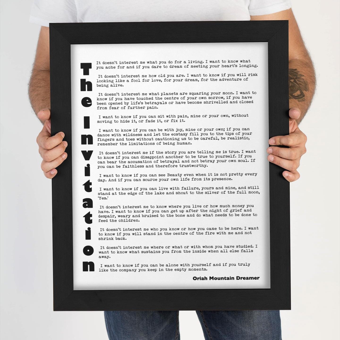 Oriah Mountain Dreamer The Invitation Quote Print Minimalist Typography Literary Wall Art