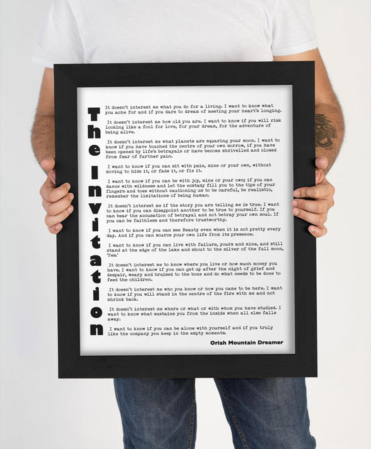 Oriah Mountain Dreamer The Invitation Quote Print Minimalist Typography Literary Wall Art