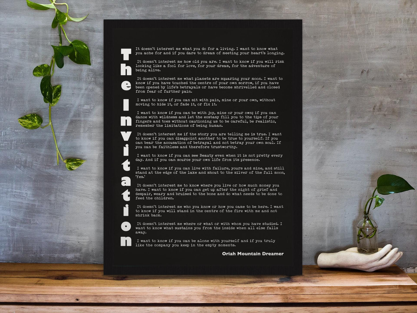 Oriah Mountain Dreamer The Invitation Quote Print Minimalist Typography Literary Wall Art