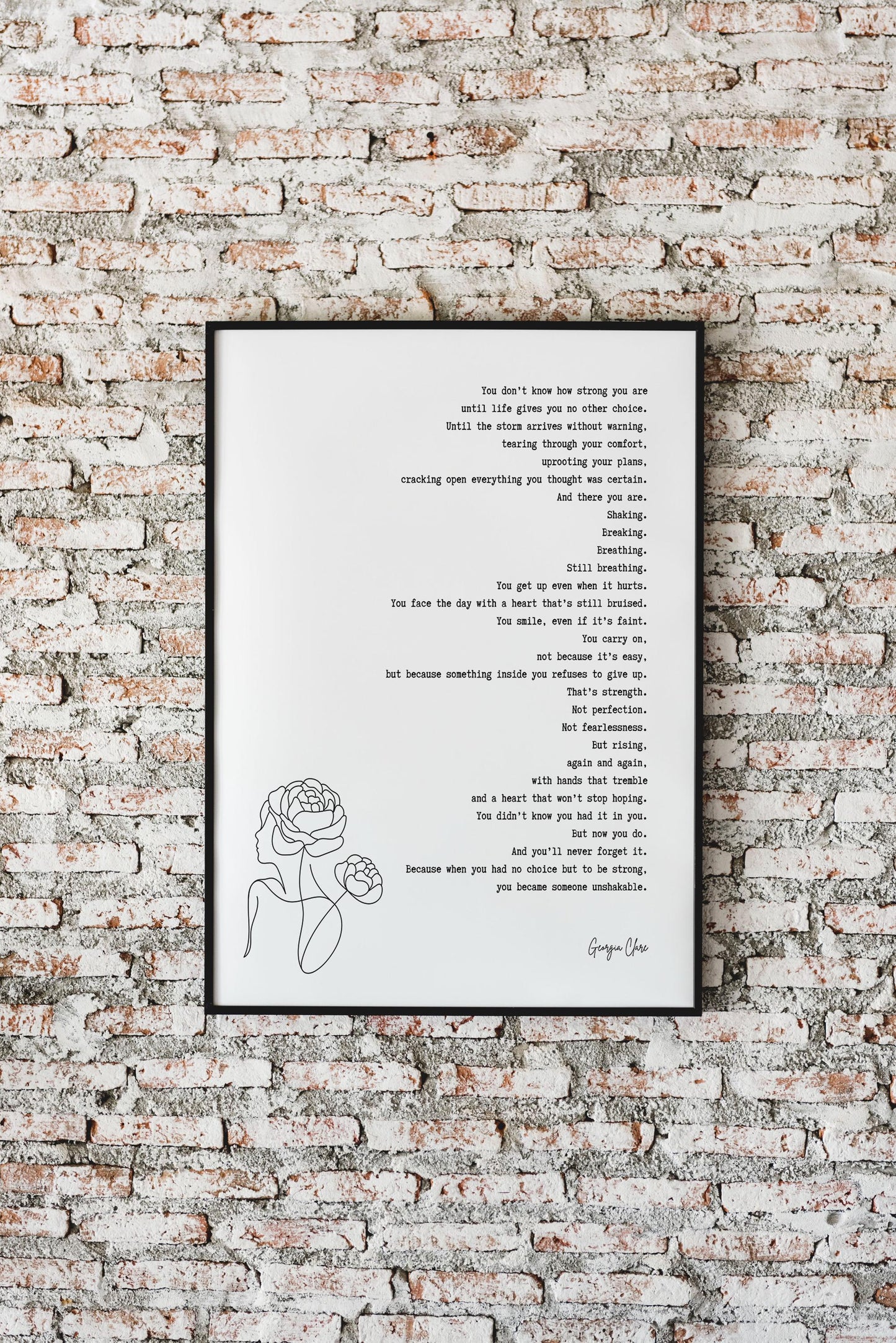 Inspirational Poem Feminist Wall Art - Georgia Clare Unshakable Strength Quote Print