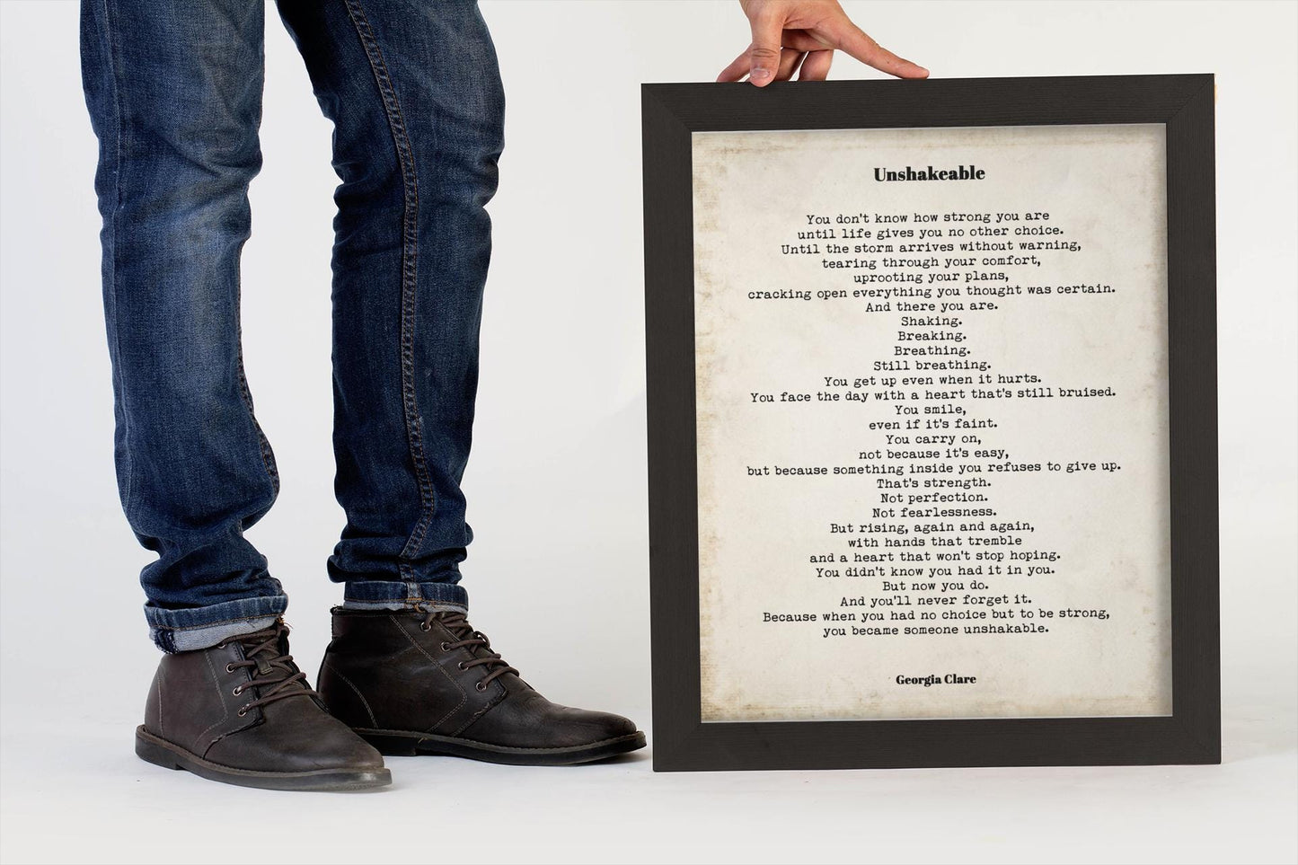 Unshakeable Poem Print by Georgia Clare, Minimalist Strength Wall Art