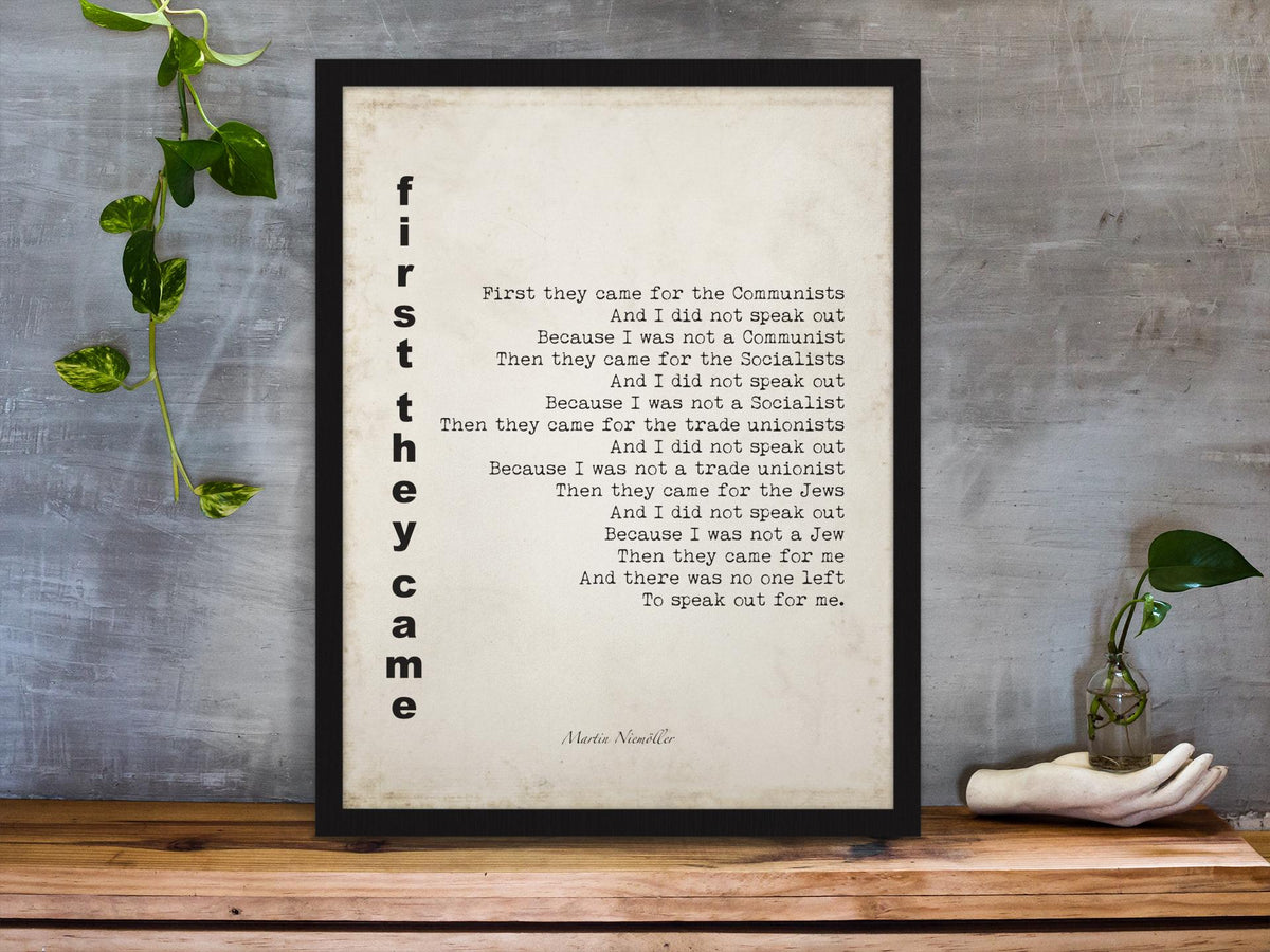 First They Came Quote Print, Martin Niemoller Poem