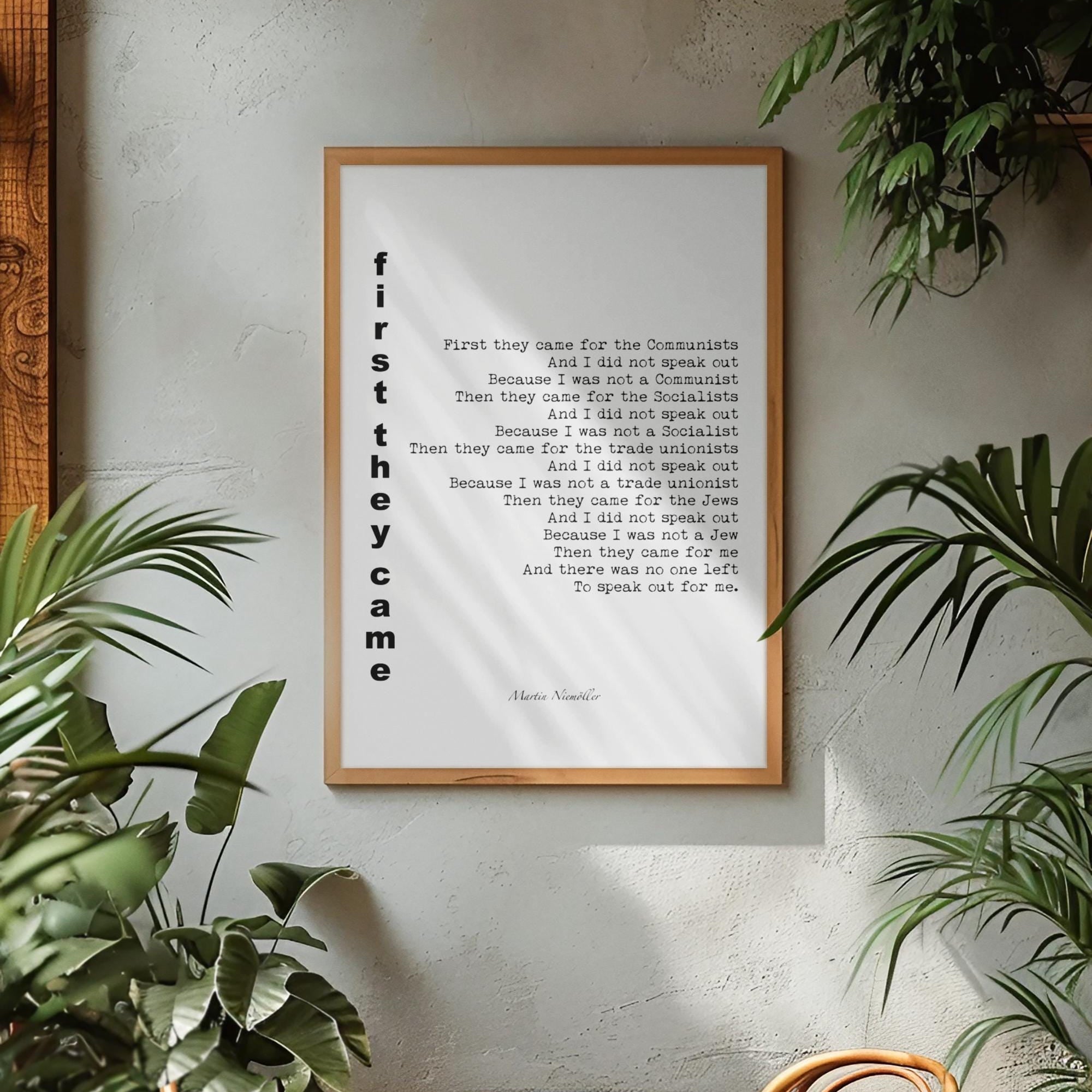 First They Came Quote Print, Martin Niemoller Poem