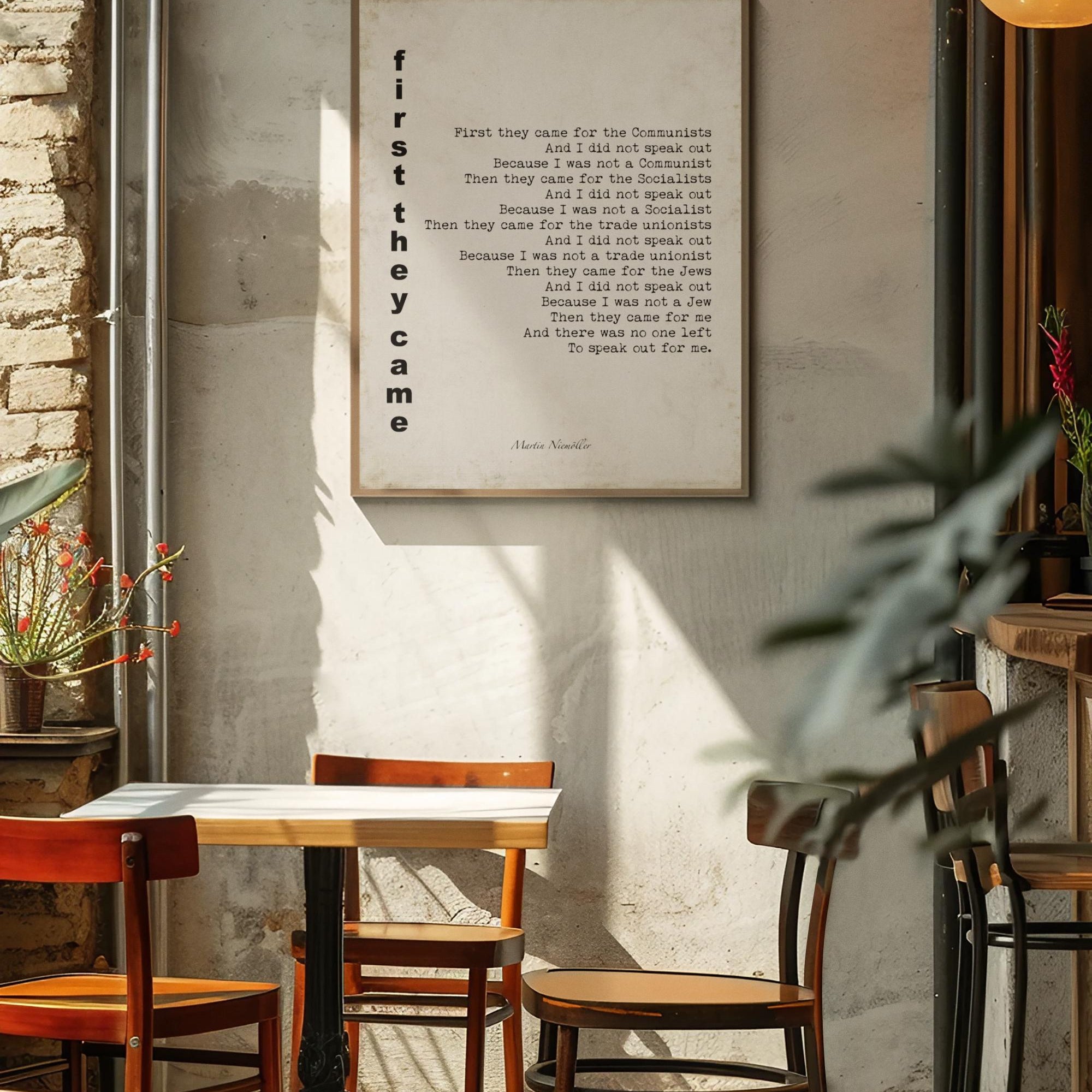 First They Came Quote Print, Martin Niemoller Poem