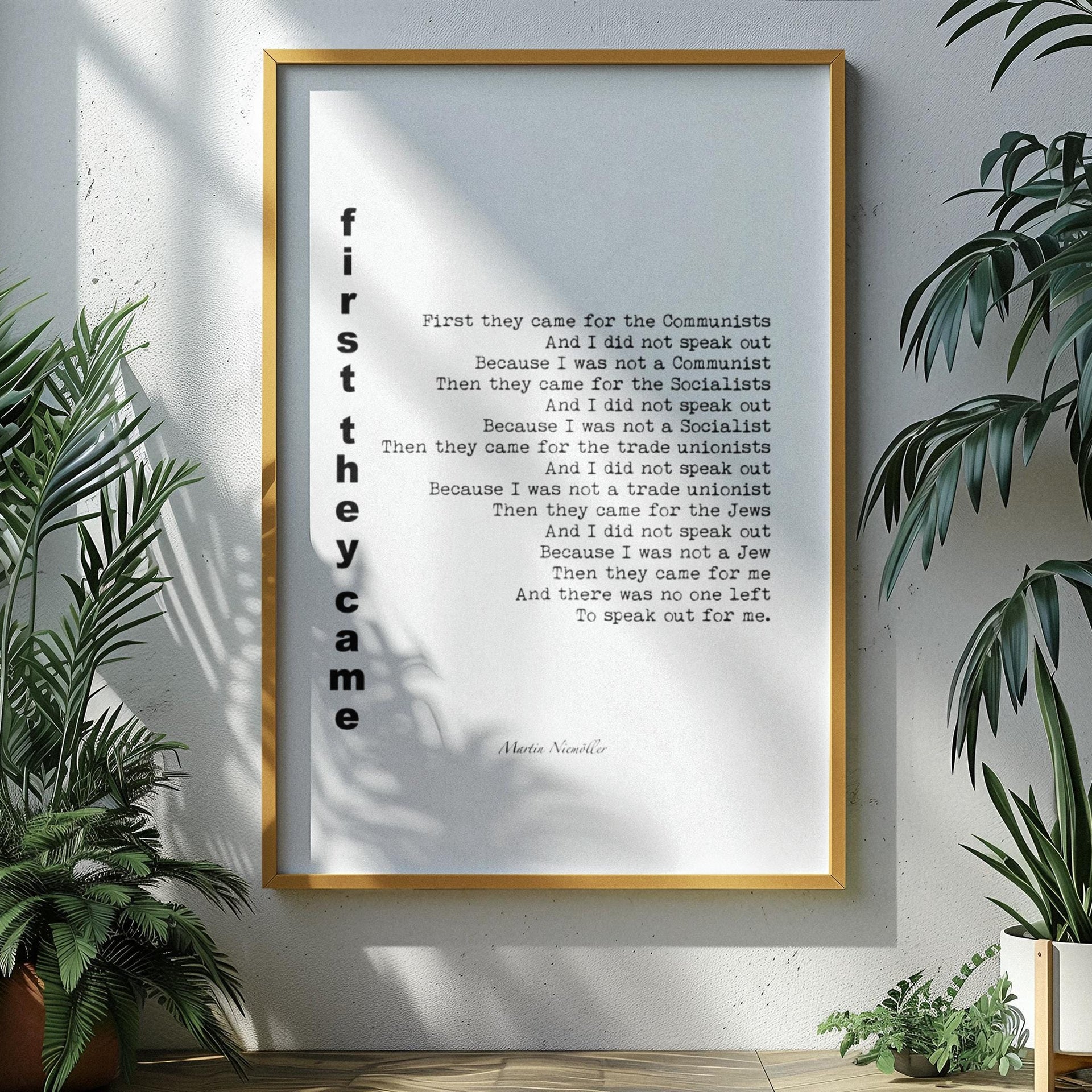 First They Came Quote Print, Martin Niemoller Poem