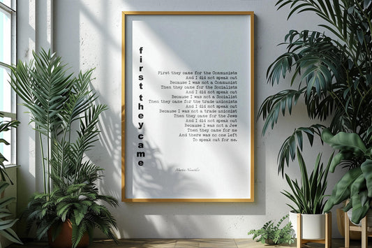 First They Came Quote Print, Martin Niemoller Poem