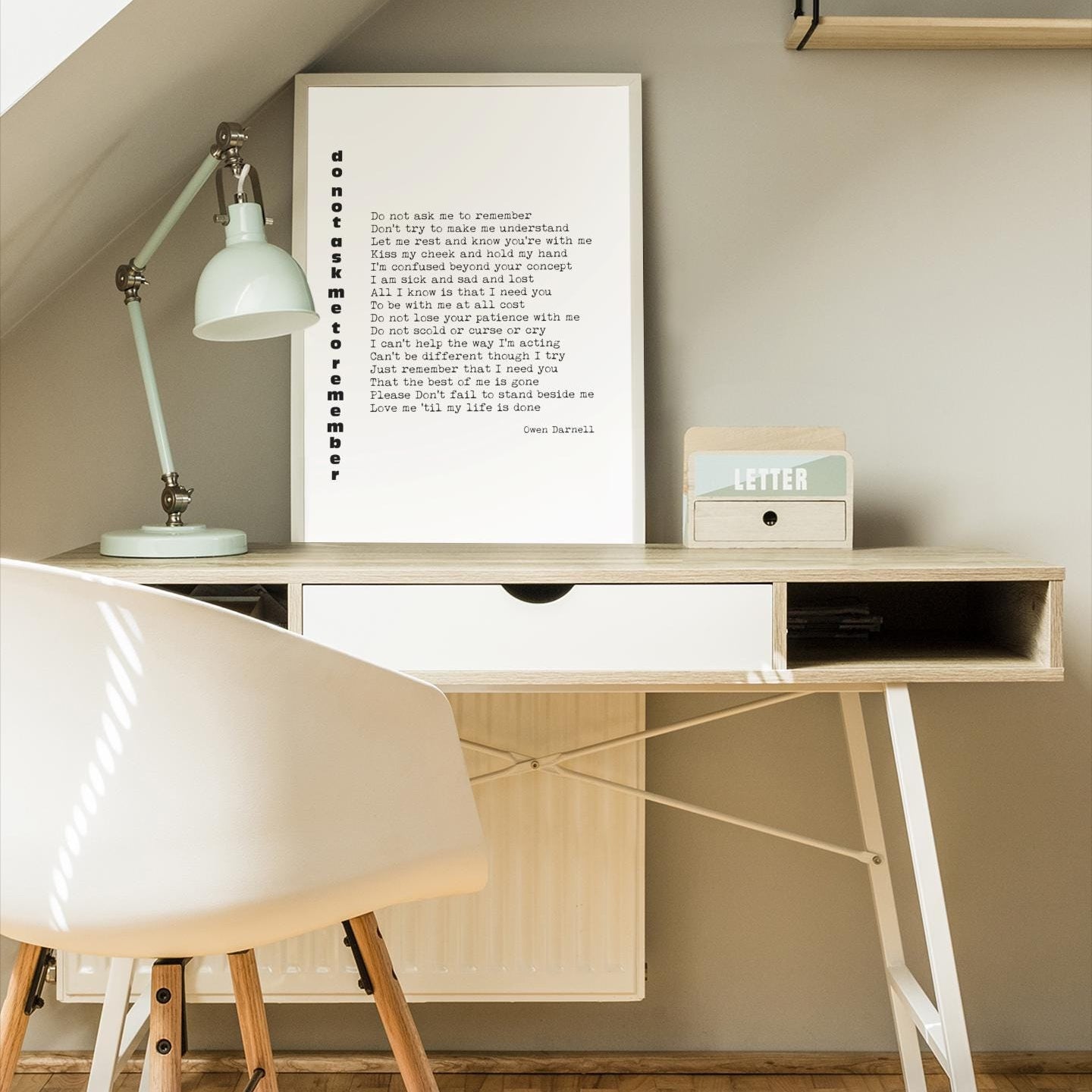 Owen Darnell Poem Print, Dementia Poem Wall Art, Do Not Ask Me to Remember