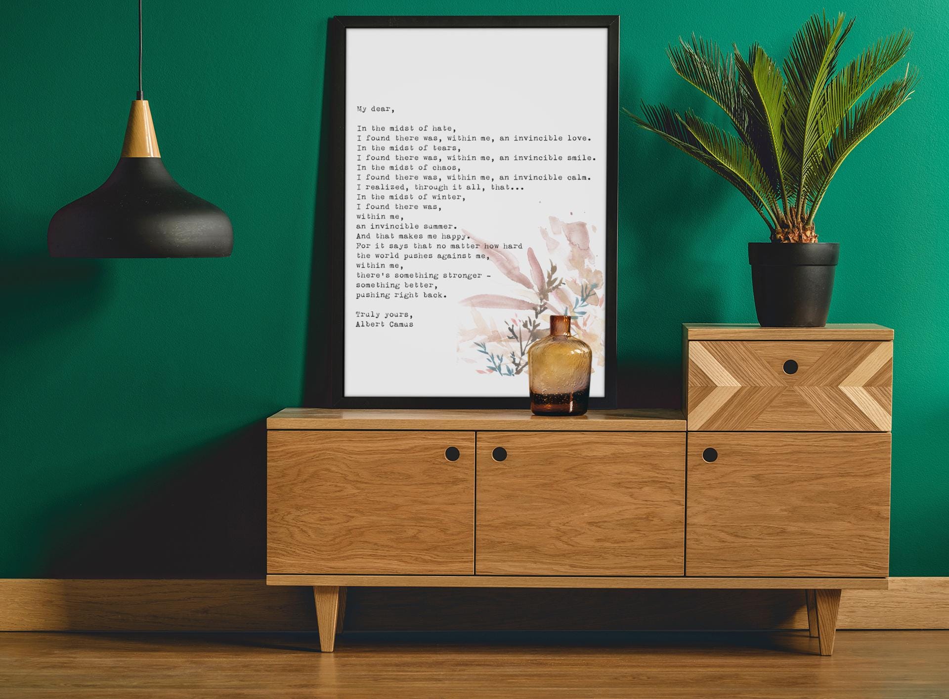 Albert Camus Invincible Summer Quote Print, Literary Wall Art