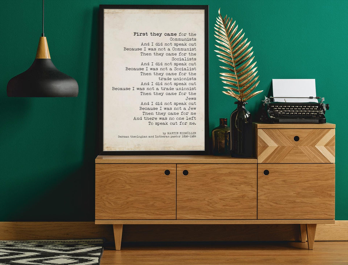 Martin Niemöller First They Came Quote Print Historical Literary Wall Art