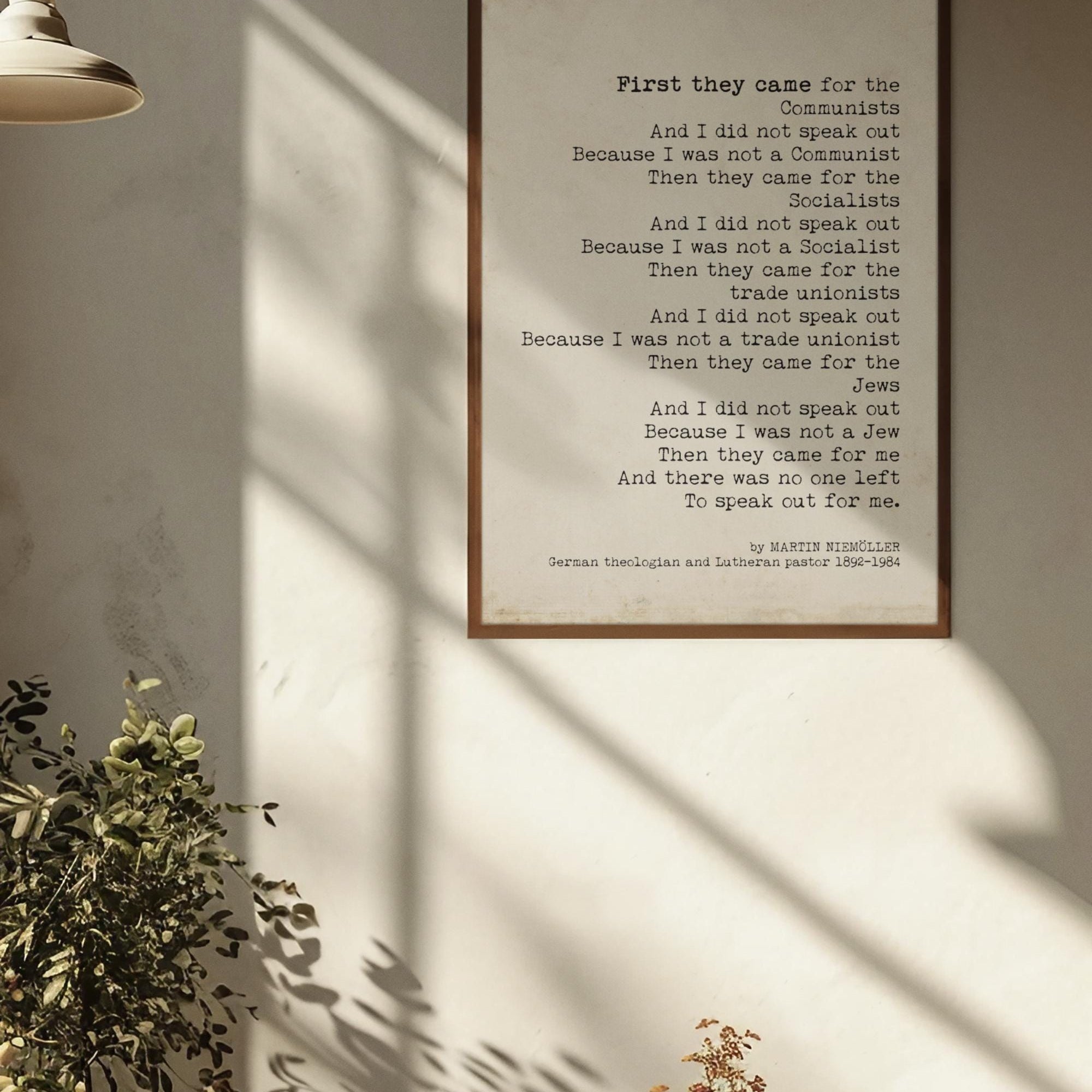 Martin Niemöller First They Came Quote Print Historical Literary Wall Art