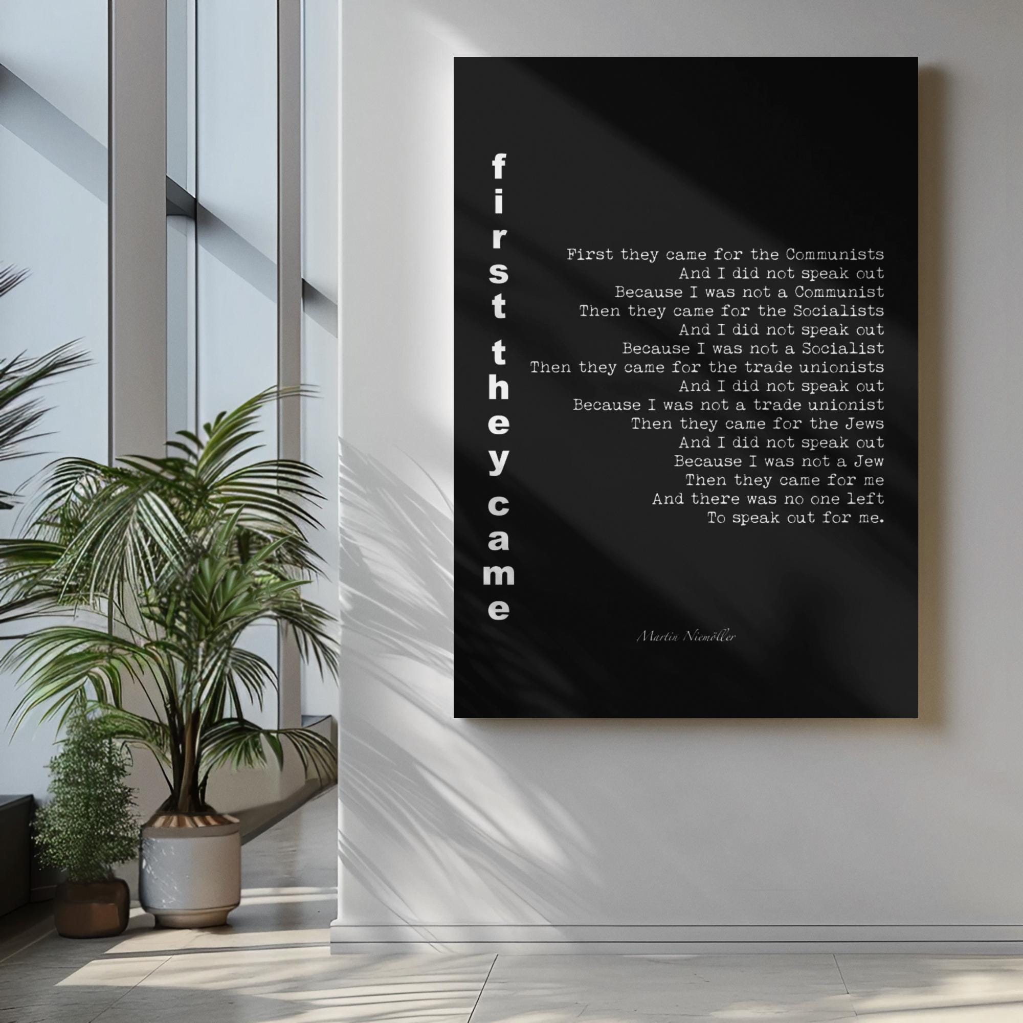 First They Came Quote Print, Martin Niemoller Poem