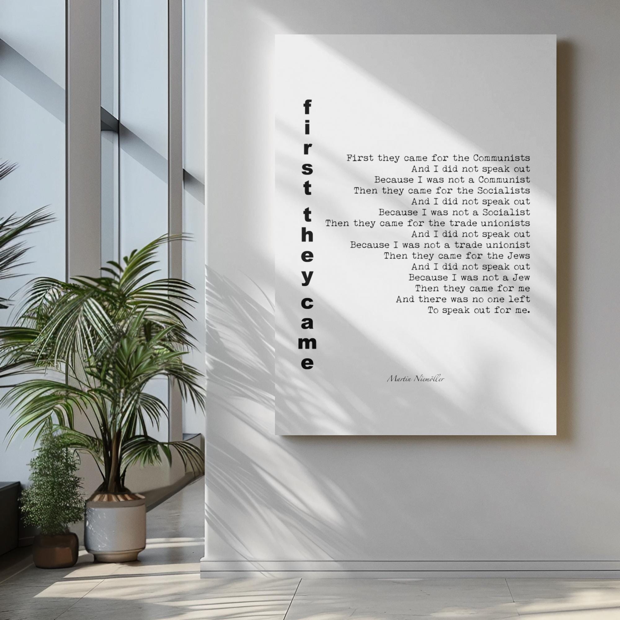 First They Came Quote Print, Martin Niemoller Poem
