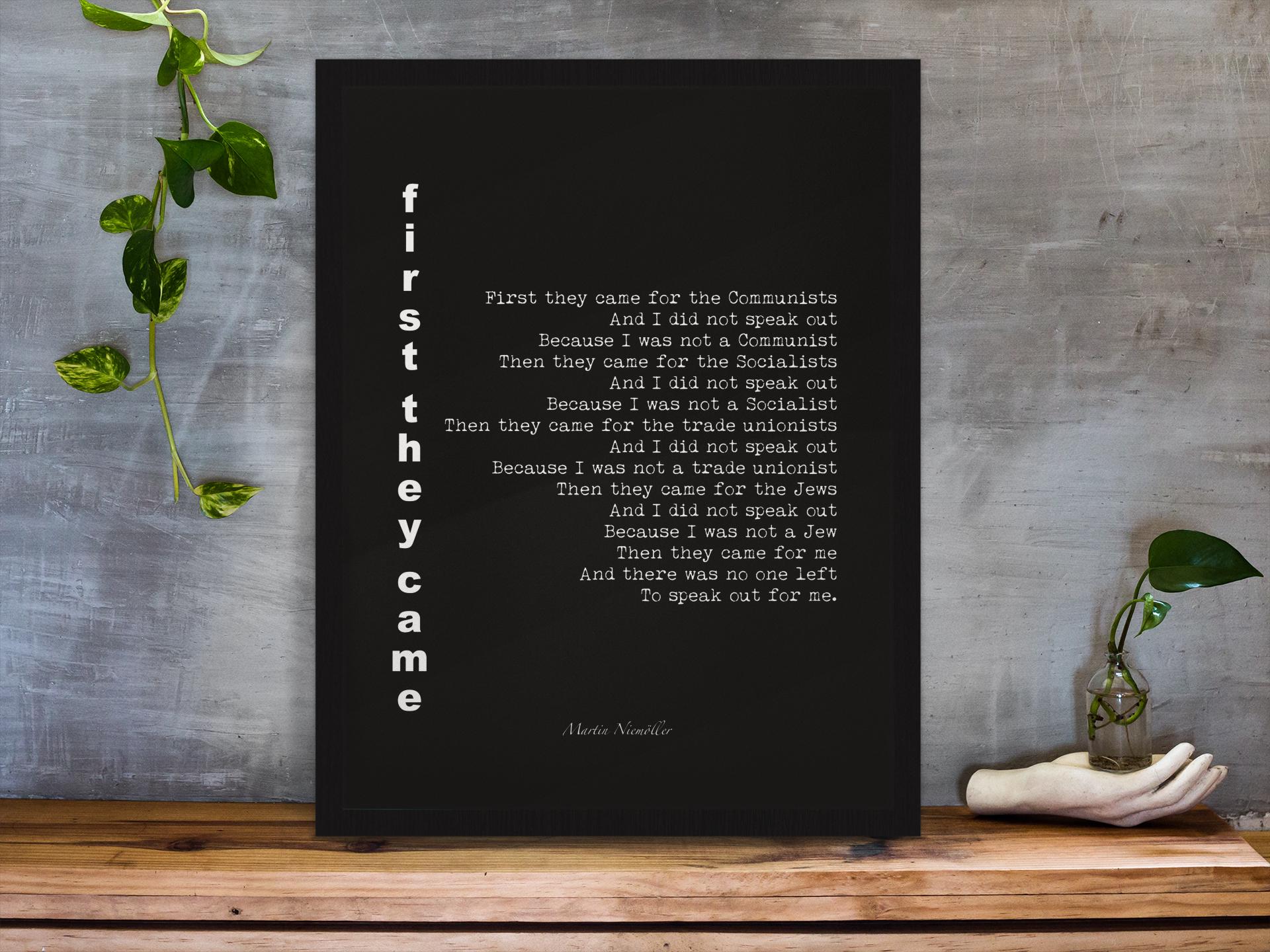 First They Came Quote Print, Martin Niemoller Poem