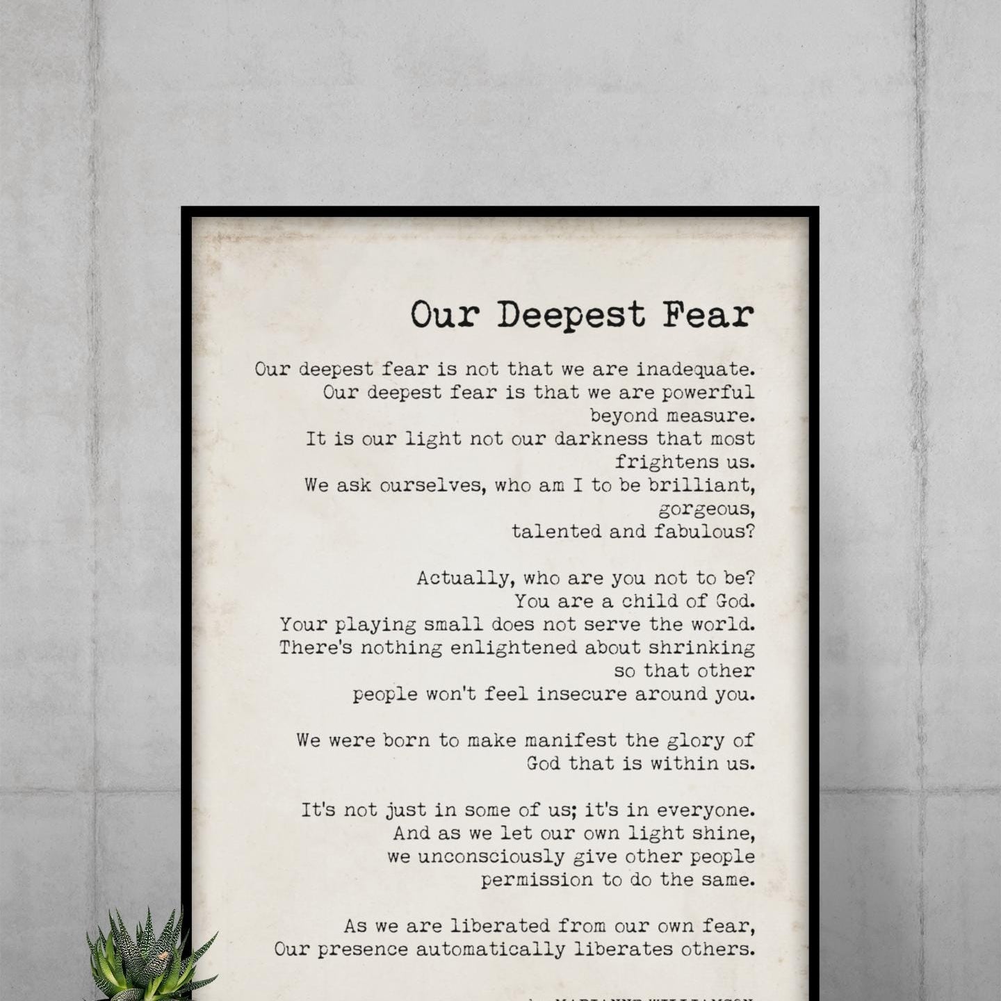 Our Deepest Fear Quote Print Marianne Williamson