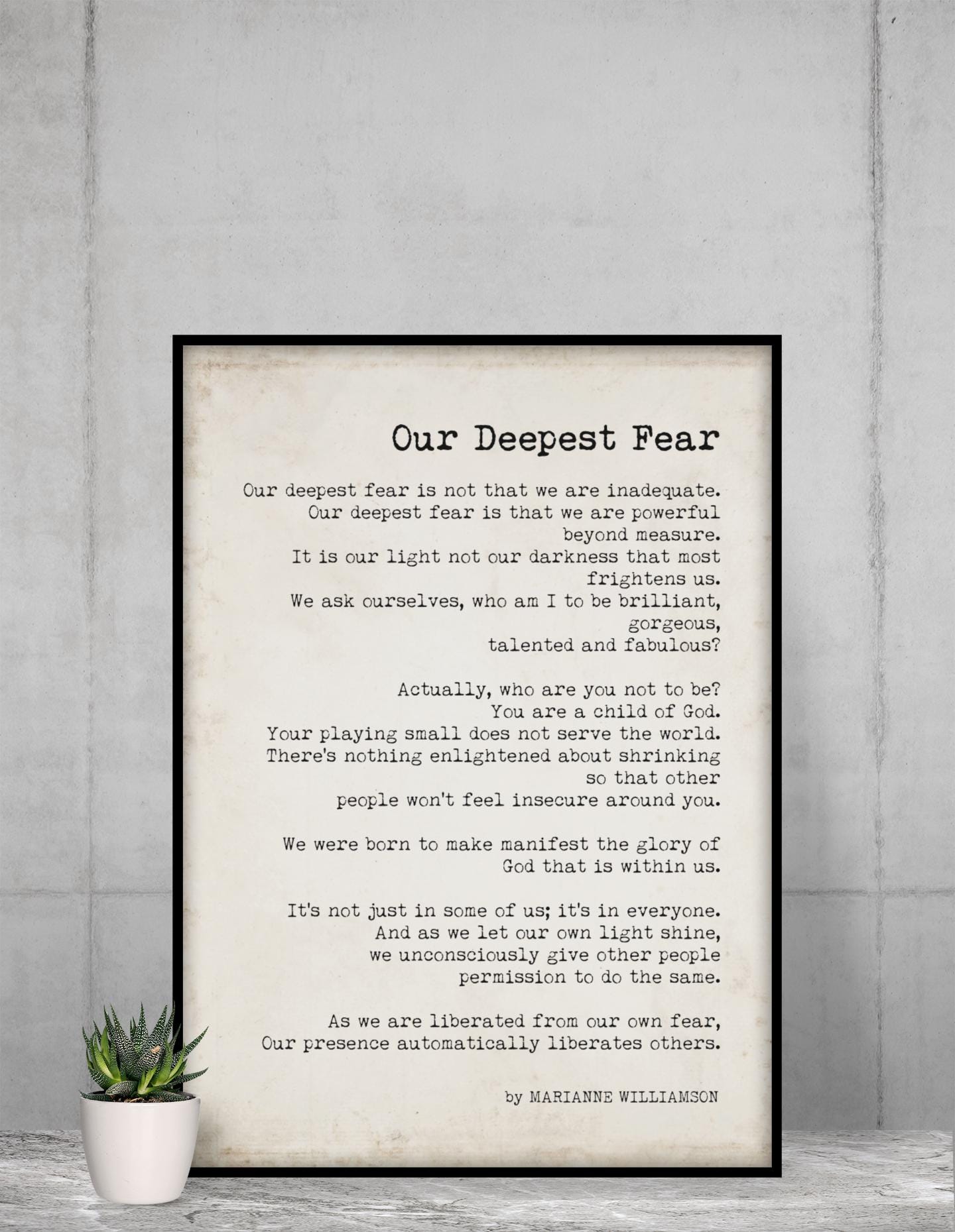Our Deepest Fear Quote Print Marianne Williamson