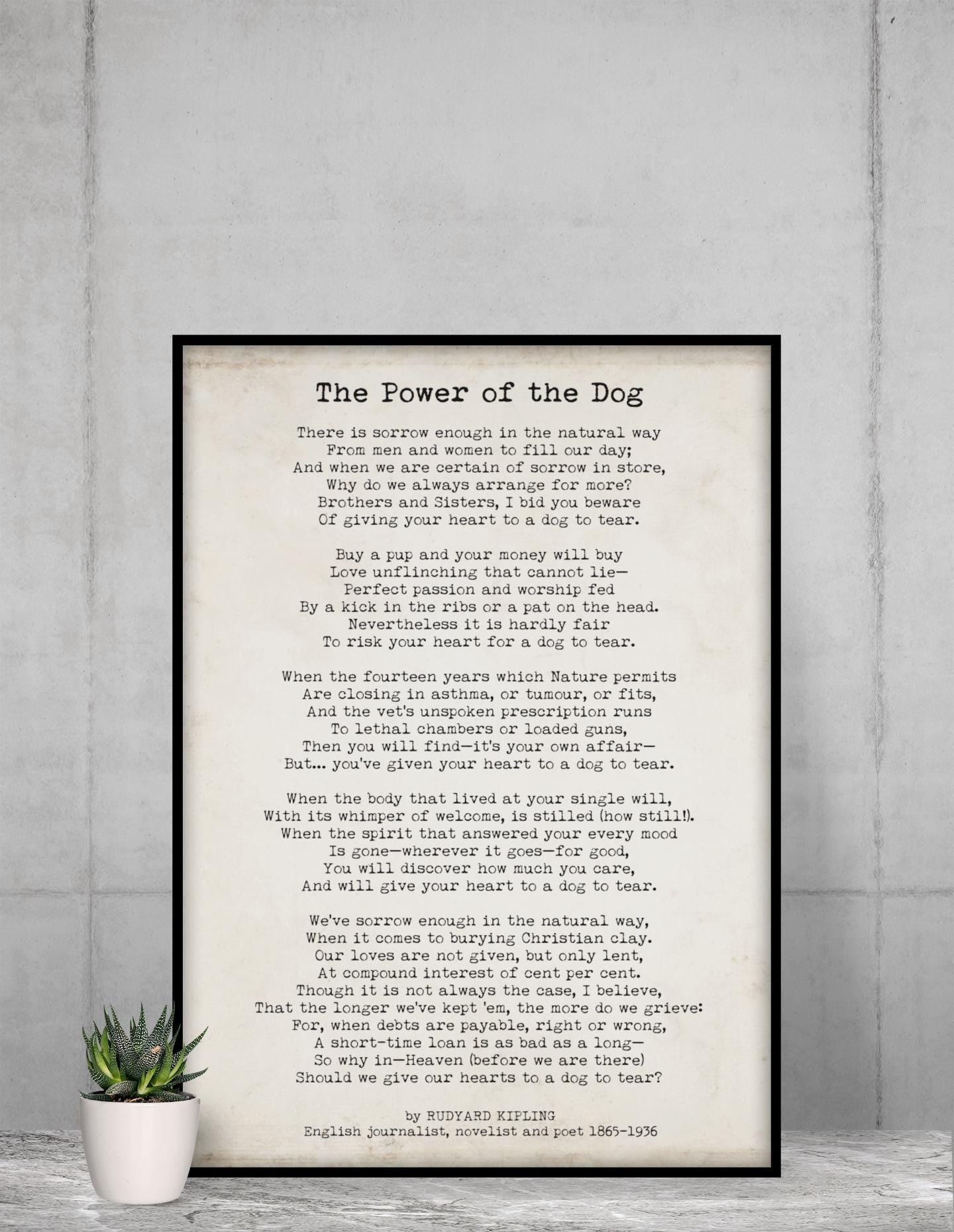 The Power of the Dog Poem Wall Art Rudyard Kipling Print
