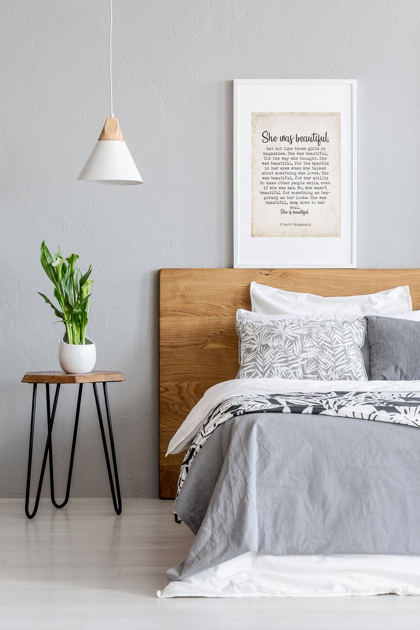 She Was Beautiful F Scott Fitzgerald Quote Print Classic Literature Typography Poster