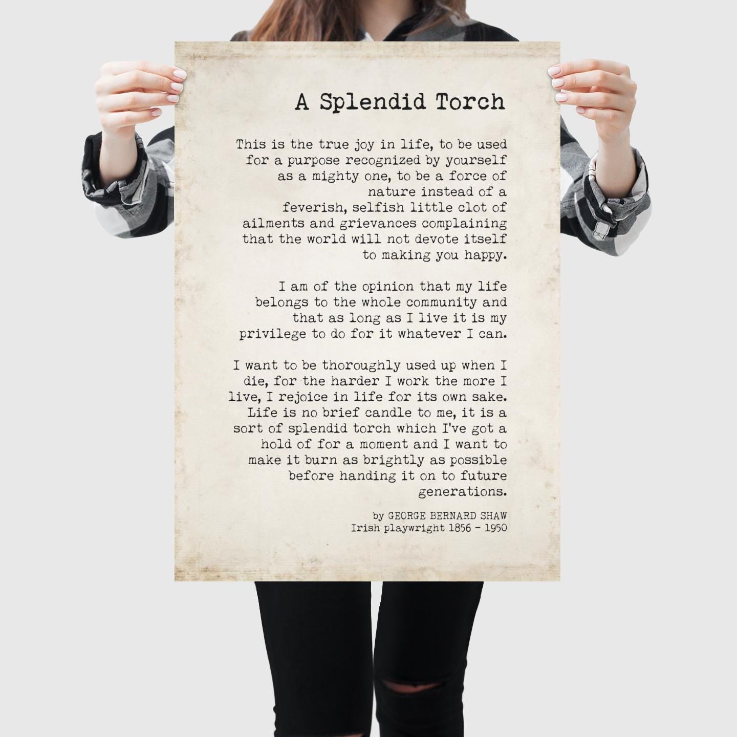 A Splendid Torch Classic Literature Quote Print George Bernard Shaw Motivational Poster