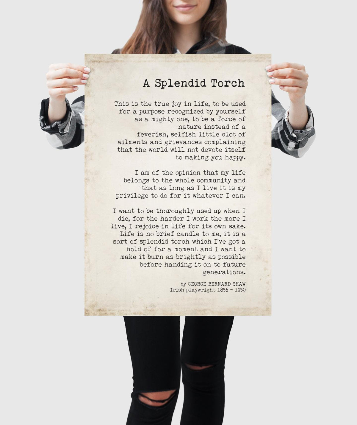 A Splendid Torch Classic Literature Quote Print George Bernard Shaw Motivational Poster