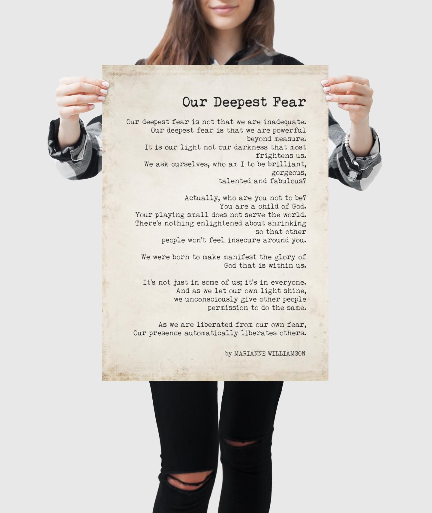 Our Deepest Fear Quote Print Marianne Williamson