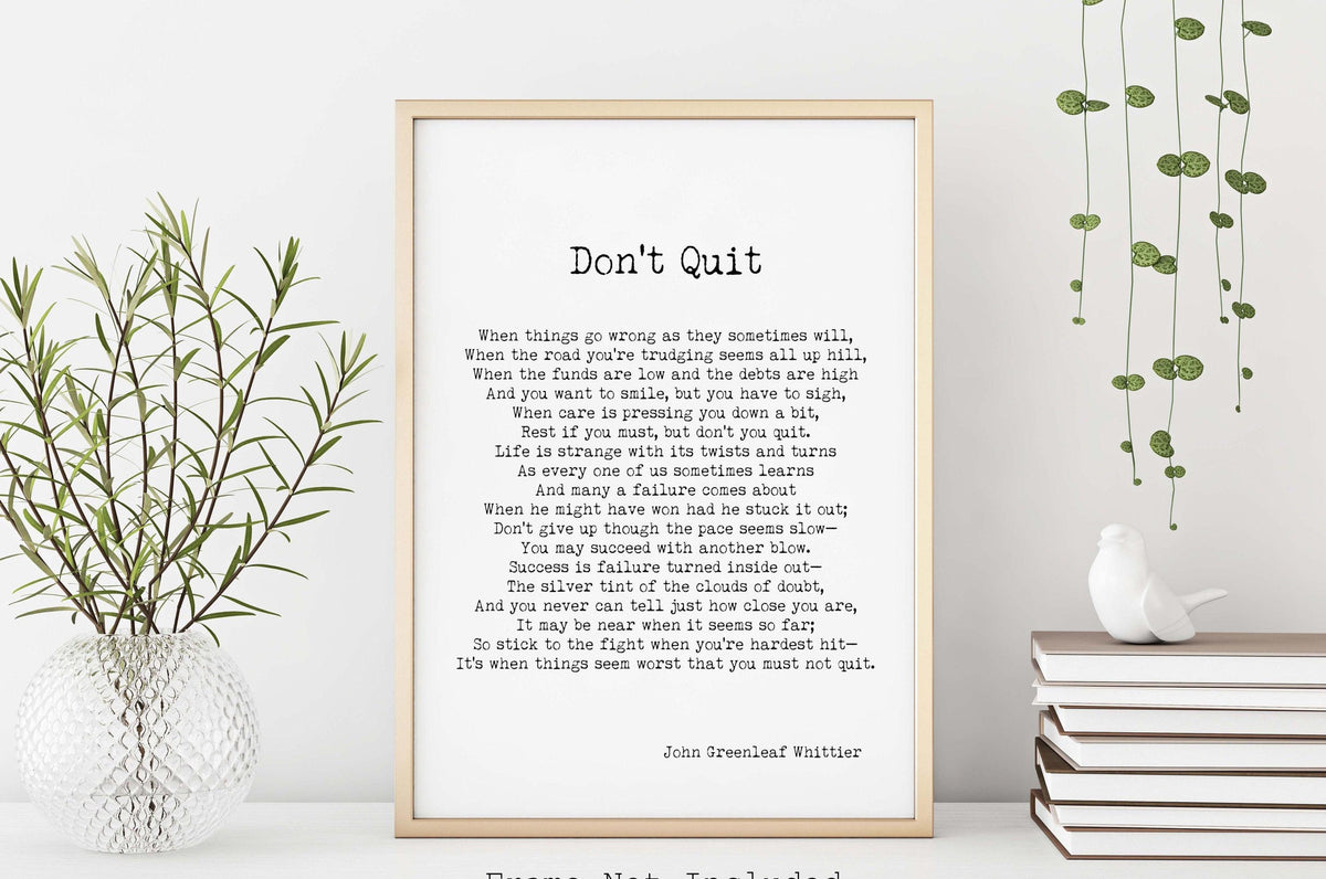 Don't Quit poem print, John Greenleaf Whittier