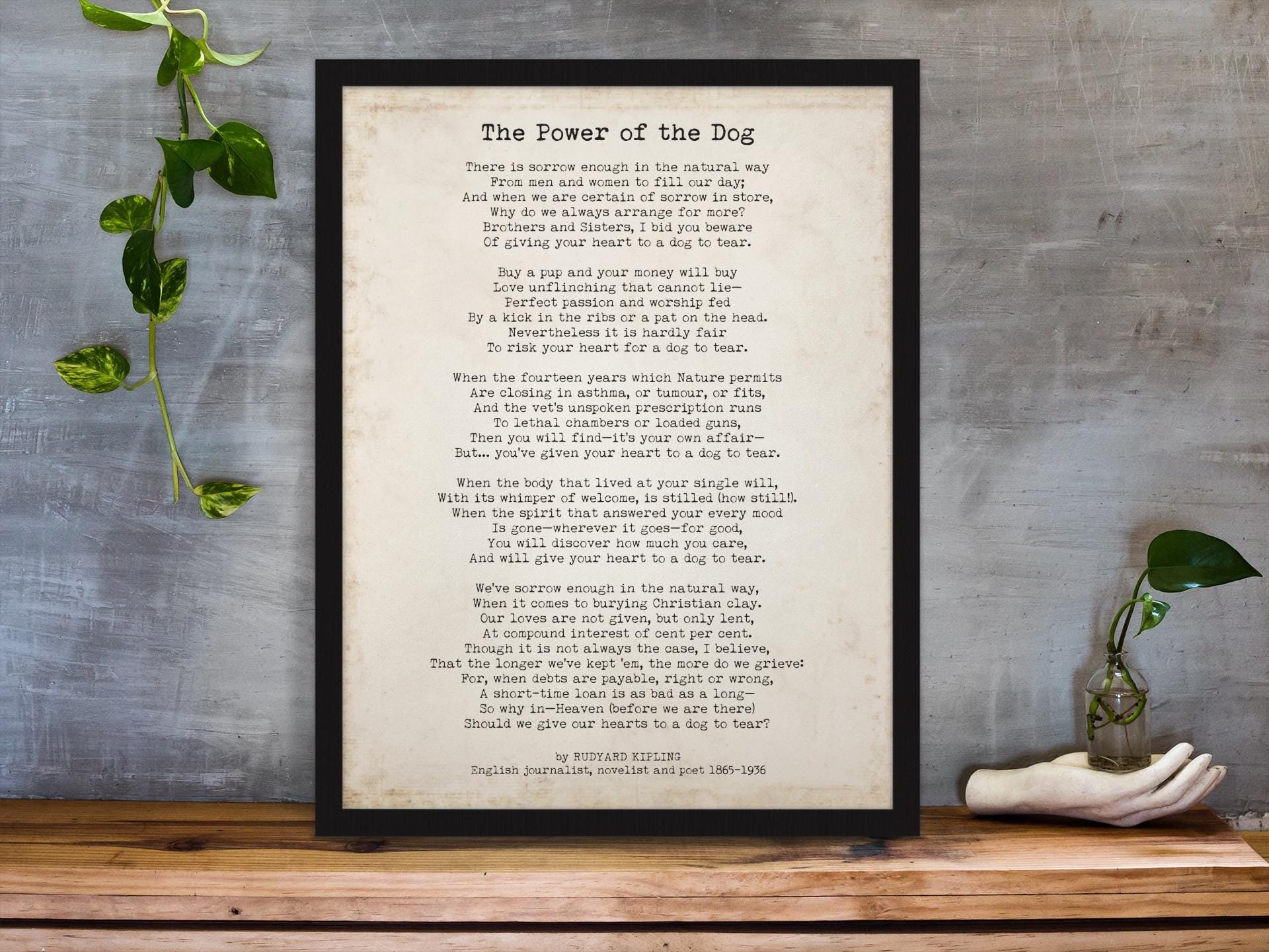 The Power of the Dog Poem Wall Art Rudyard Kipling Print