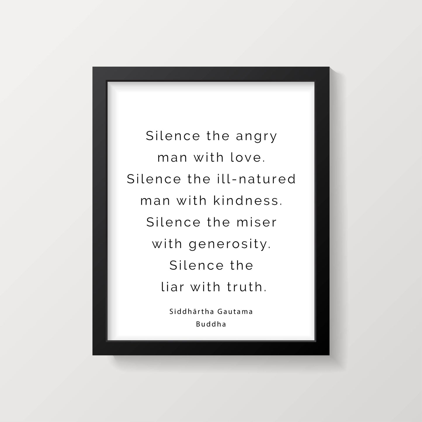 Words of Wisdom Buddha Wise Quote Artwork - "Silence Angry Man With Love" Art Print