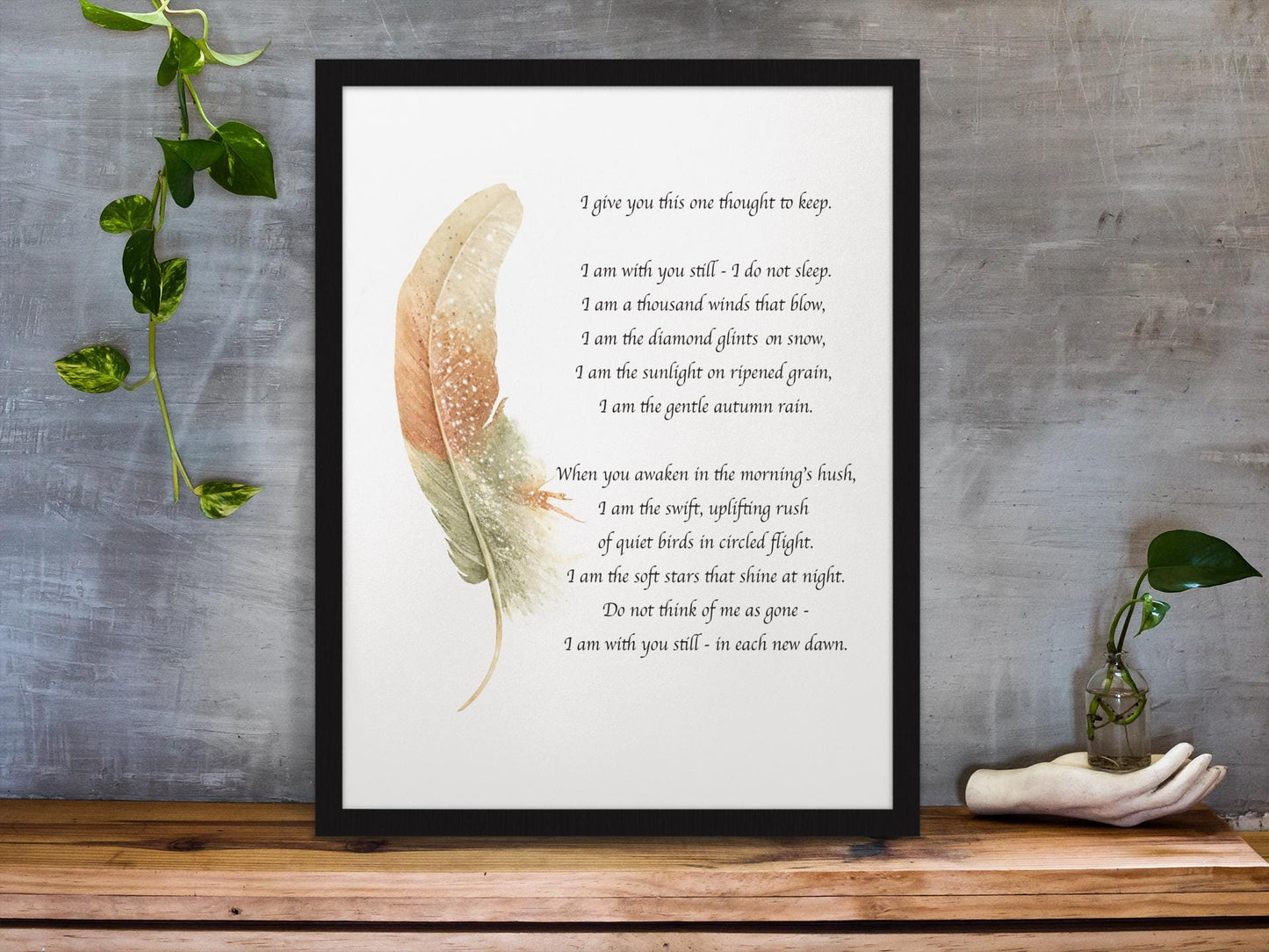 I Give You This One Thought To Keep Prayer Quote Art Print, Grief Decor