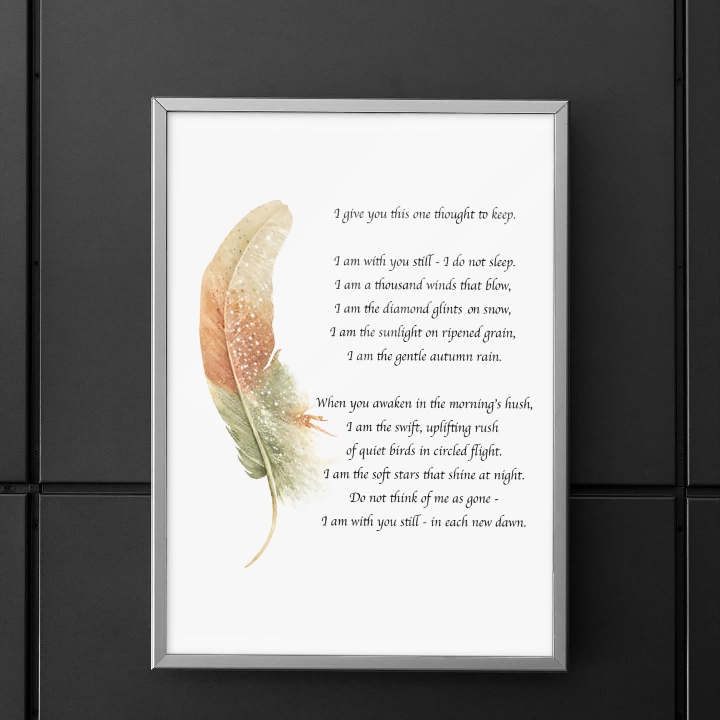 I Give You This One Thought To Keep Prayer Quote Art Print, Grief Decor