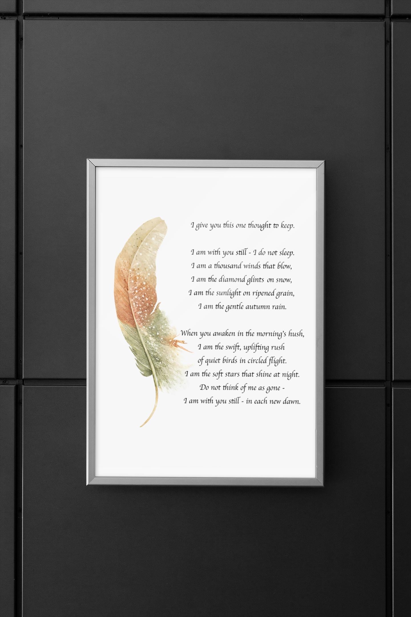 I Give You This One Thought To Keep Prayer Quote Art Print, Grief Decor