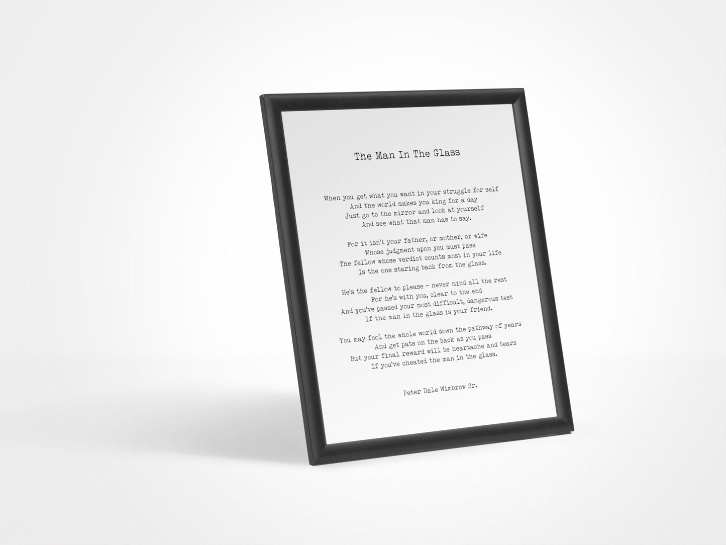 The Man in the Glass Poem Print by Peter Dale Wimbrow